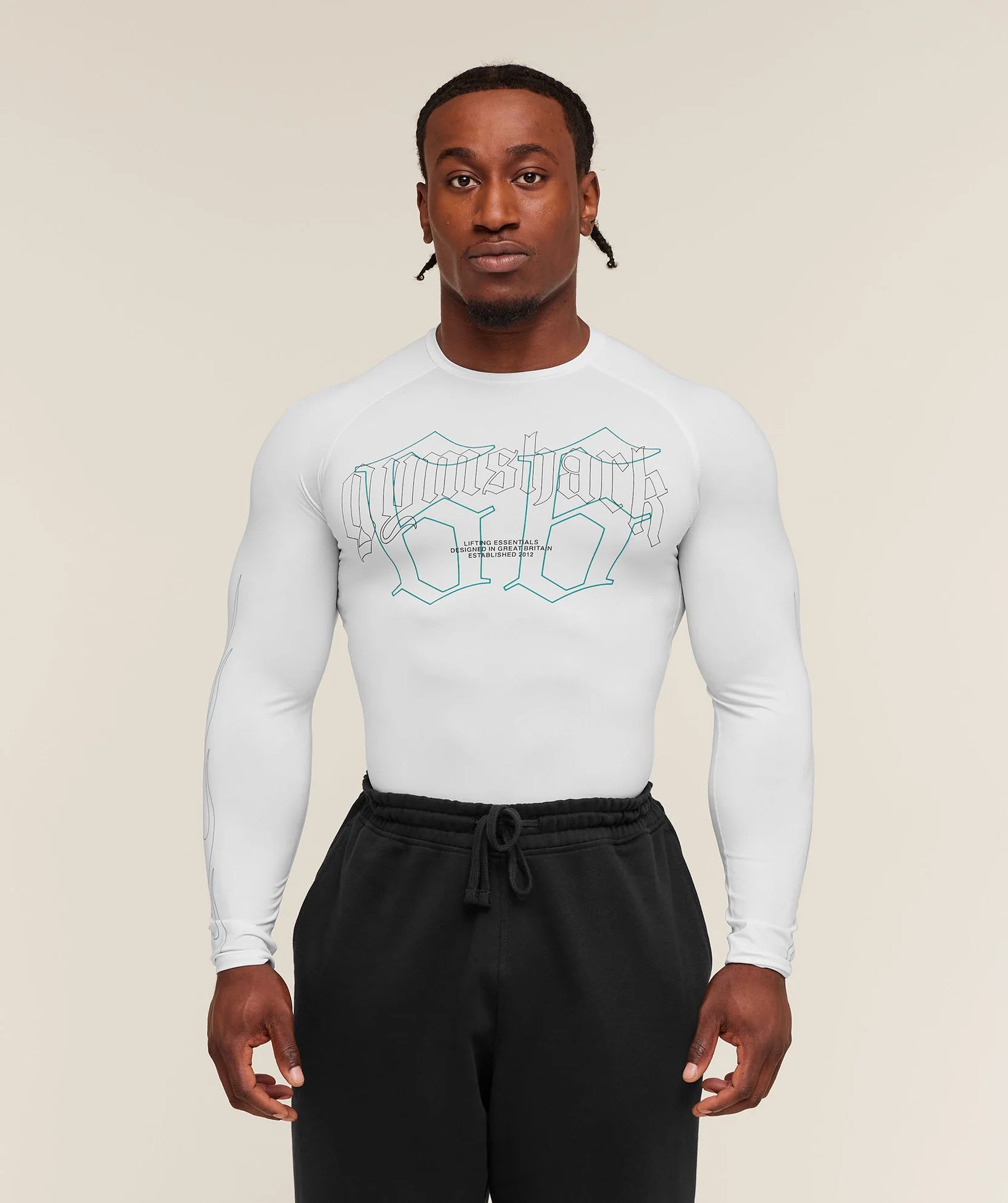 Gymshark Outline Graphic Long Sleeve Baselayer 'White'