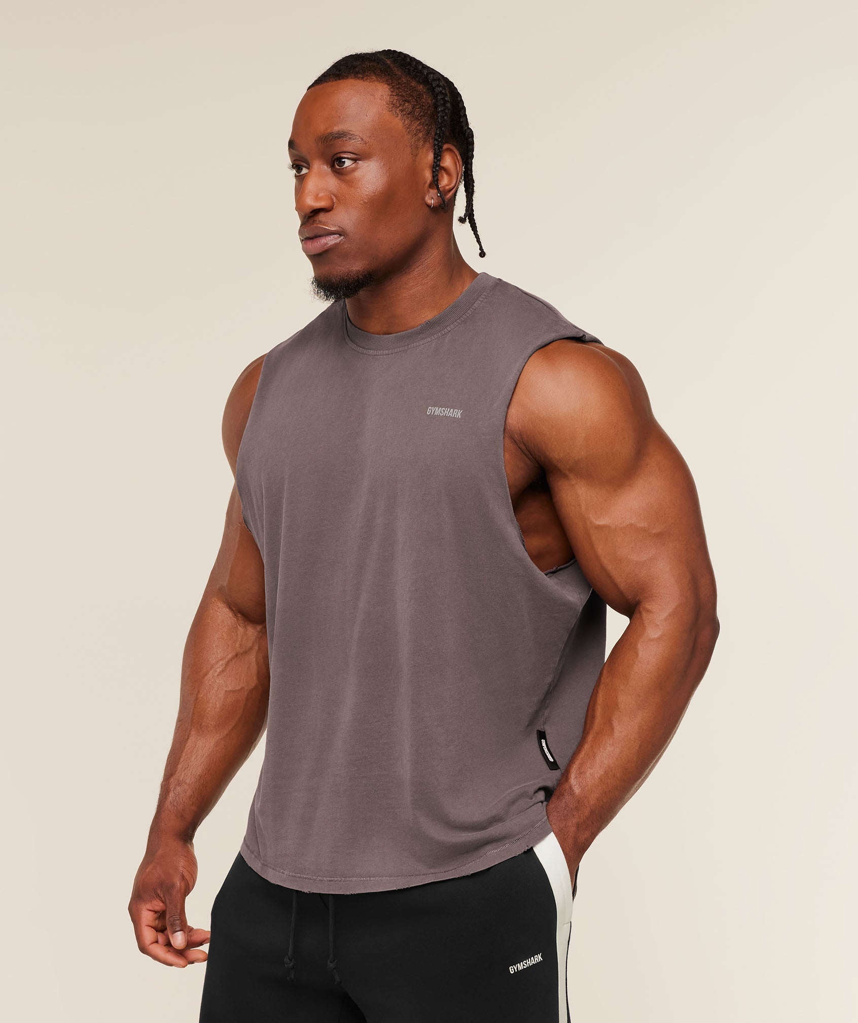 Gymshark x CBUM Washed Sleeveless T-Shirt 'Greyed Purple'
