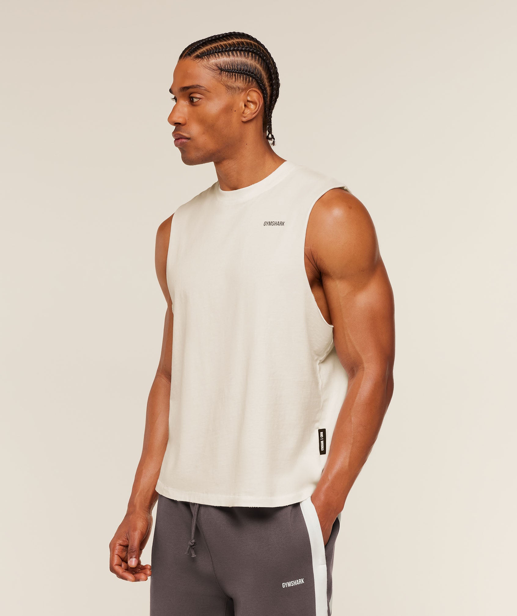 Gymshark x CBUM Washed Sleeveless T-Shirt 'Soft White'