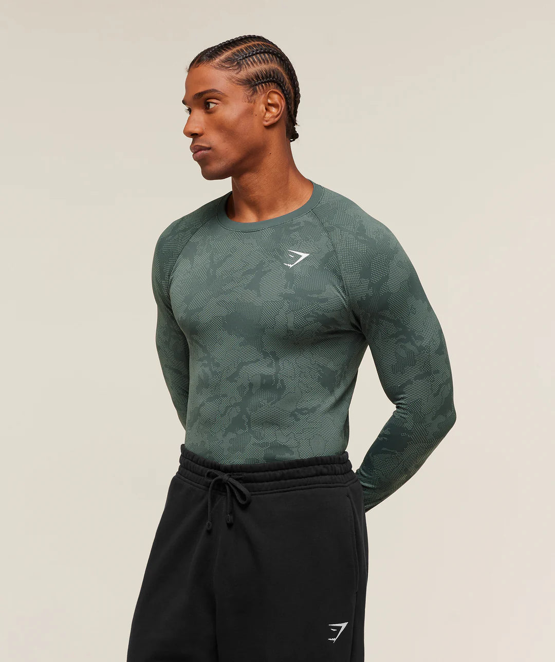 GymsharkGeo Seamless Long Sleeve T-Shirt 'Slate Teal/Denim Grey'