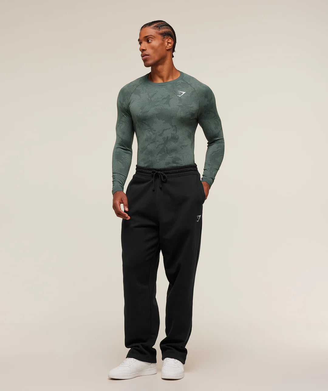 GymsharkGeo Seamless Long Sleeve T-Shirt 'Slate Teal/Denim Grey'