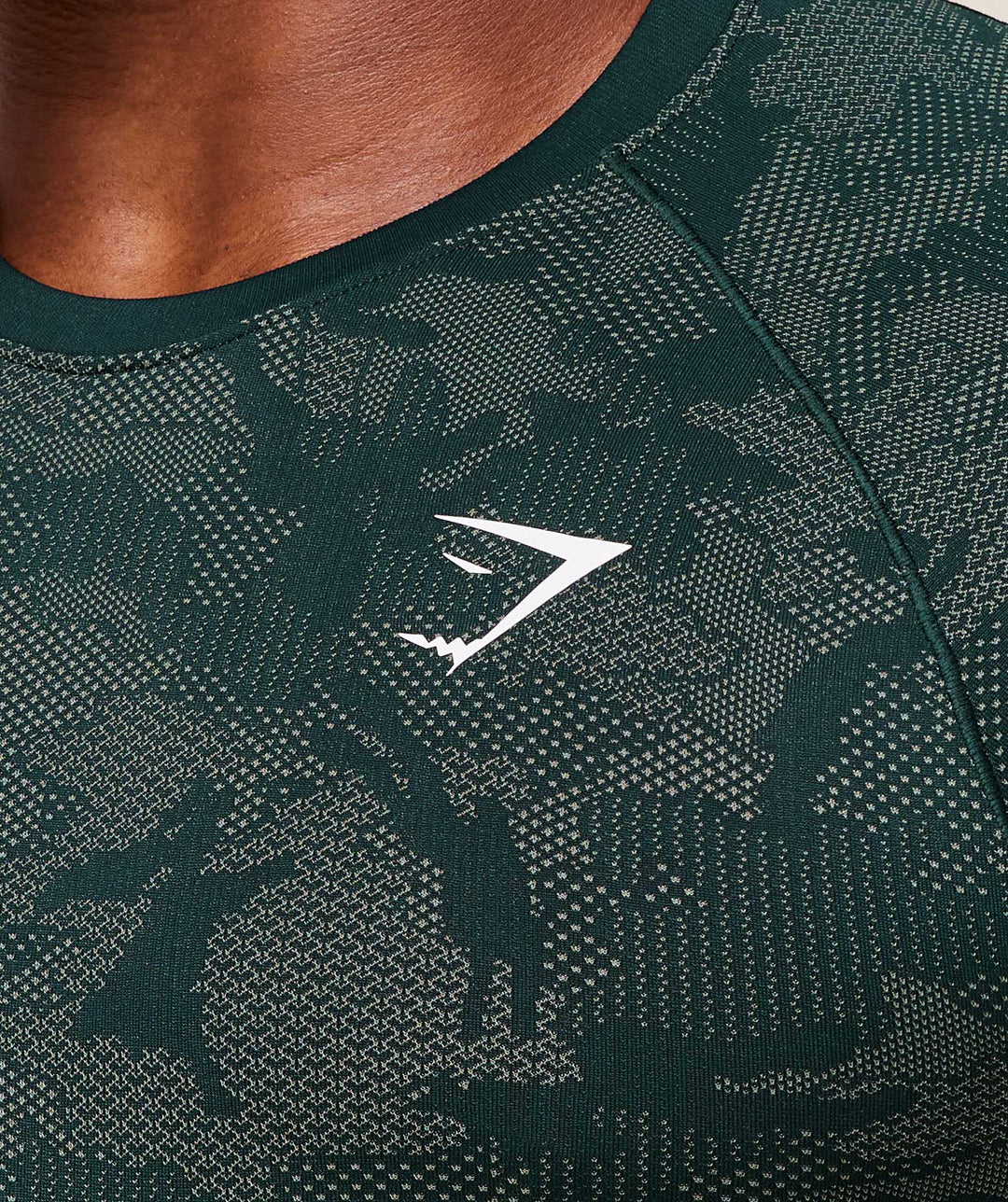 Gymshark Geo Seamless T-Shirt 'Deep Petrol Blue/Unit Green'