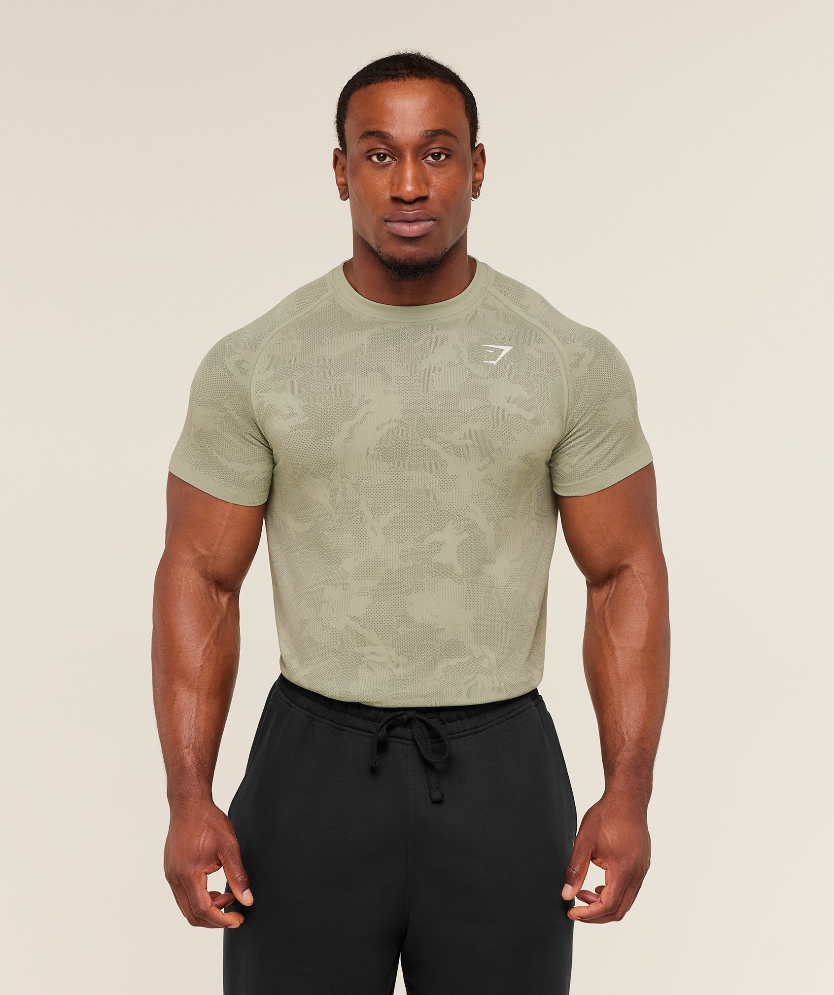 Gymshark Geo Seamless T-Shirt 'Haze Green Unit Green'