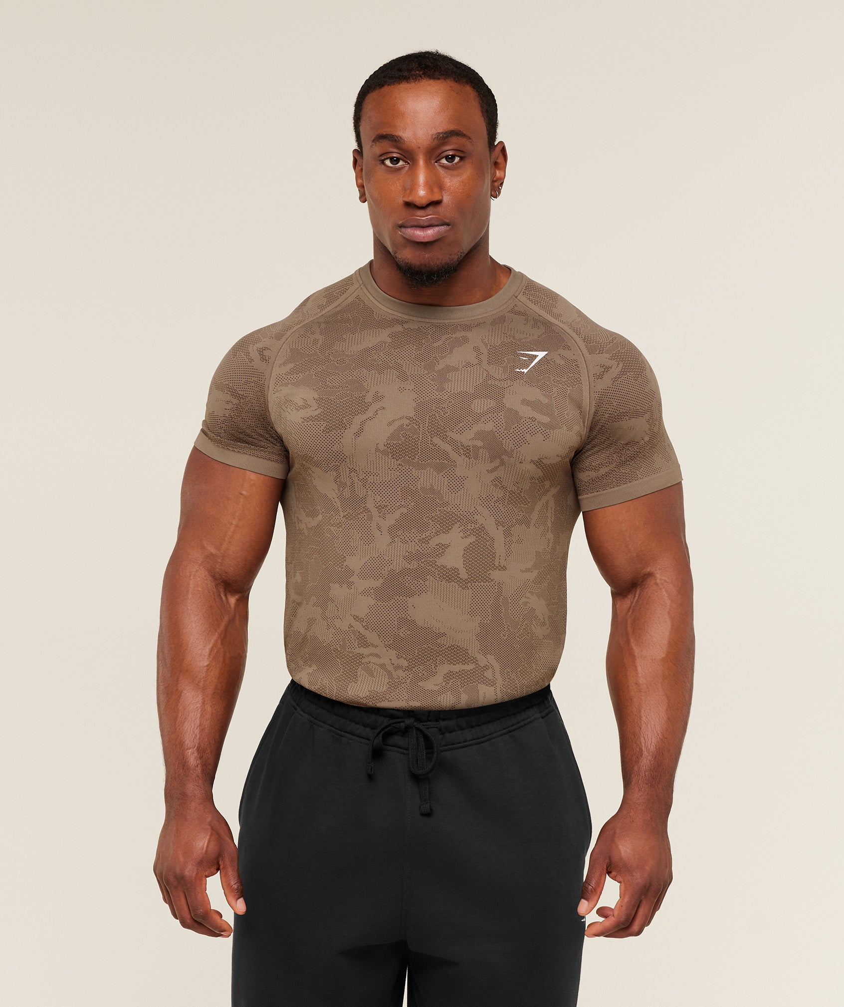 Gymshark Geo Seamless T-Shirt 'Lifestyle Brown  Archive Brown'