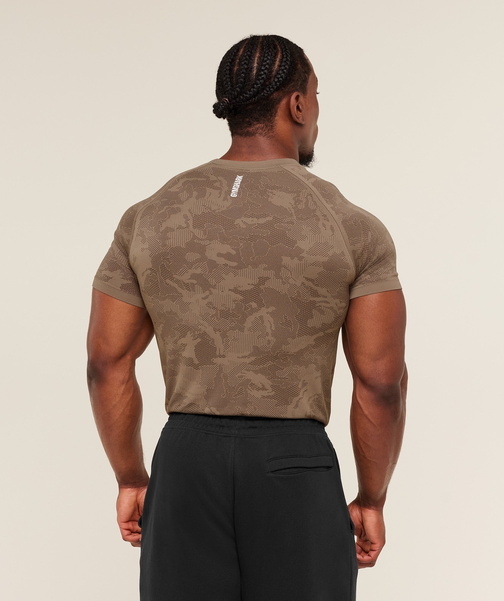 Gymshark Geo Seamless T-Shirt 'Lifestyle Brown  Archive Brown'
