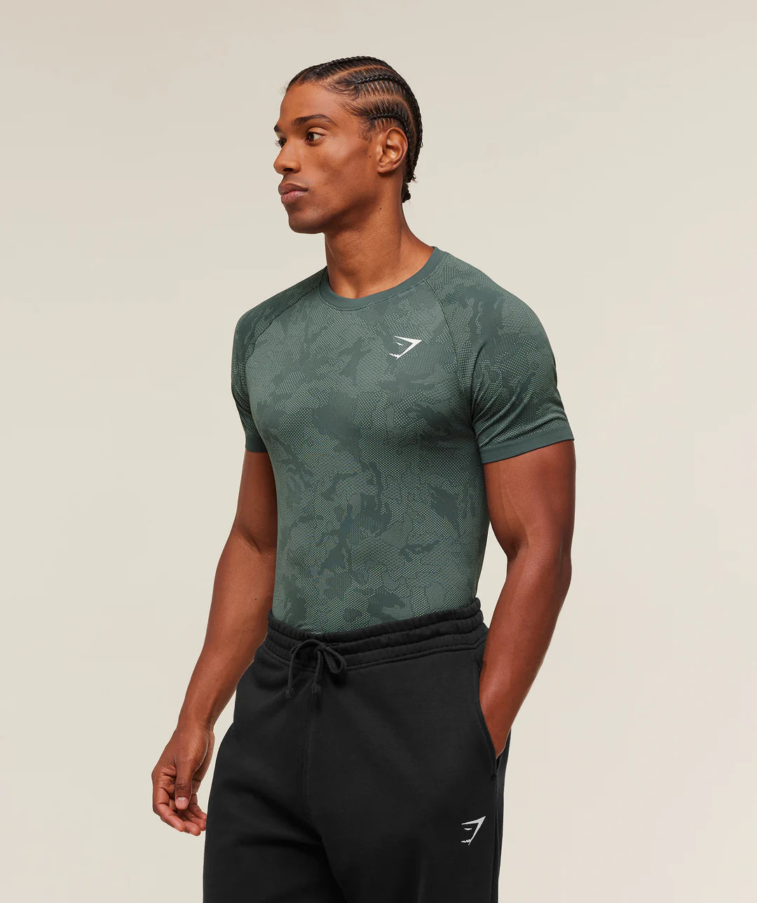 Gymshark Geo Seamless T-Shirt 'Slate Teal/Denim Grey'