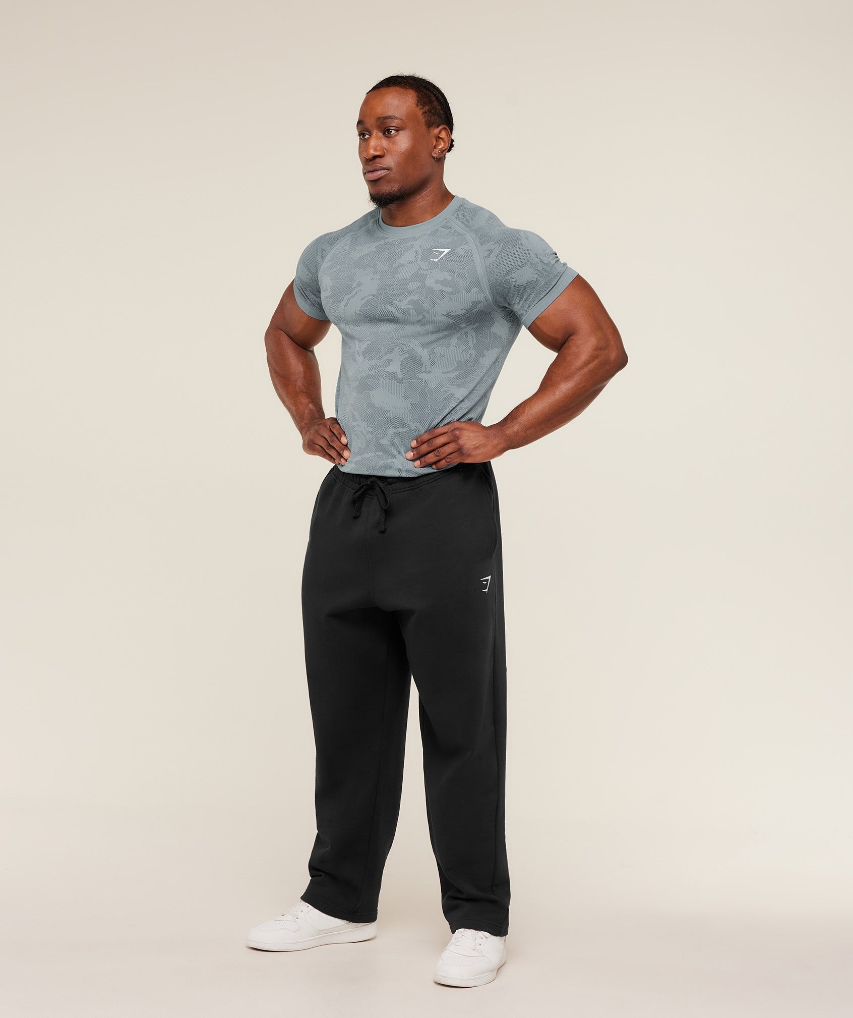 Gymshark Geo Seamless T-Shirt 'Storm Blue Stealth Blue'