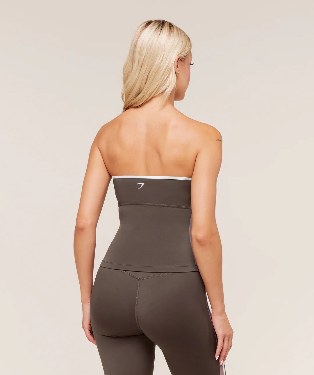 Gymshark Piping Bandeau With Shelf - Walnut Brown/Chestnut Pink/Soft White