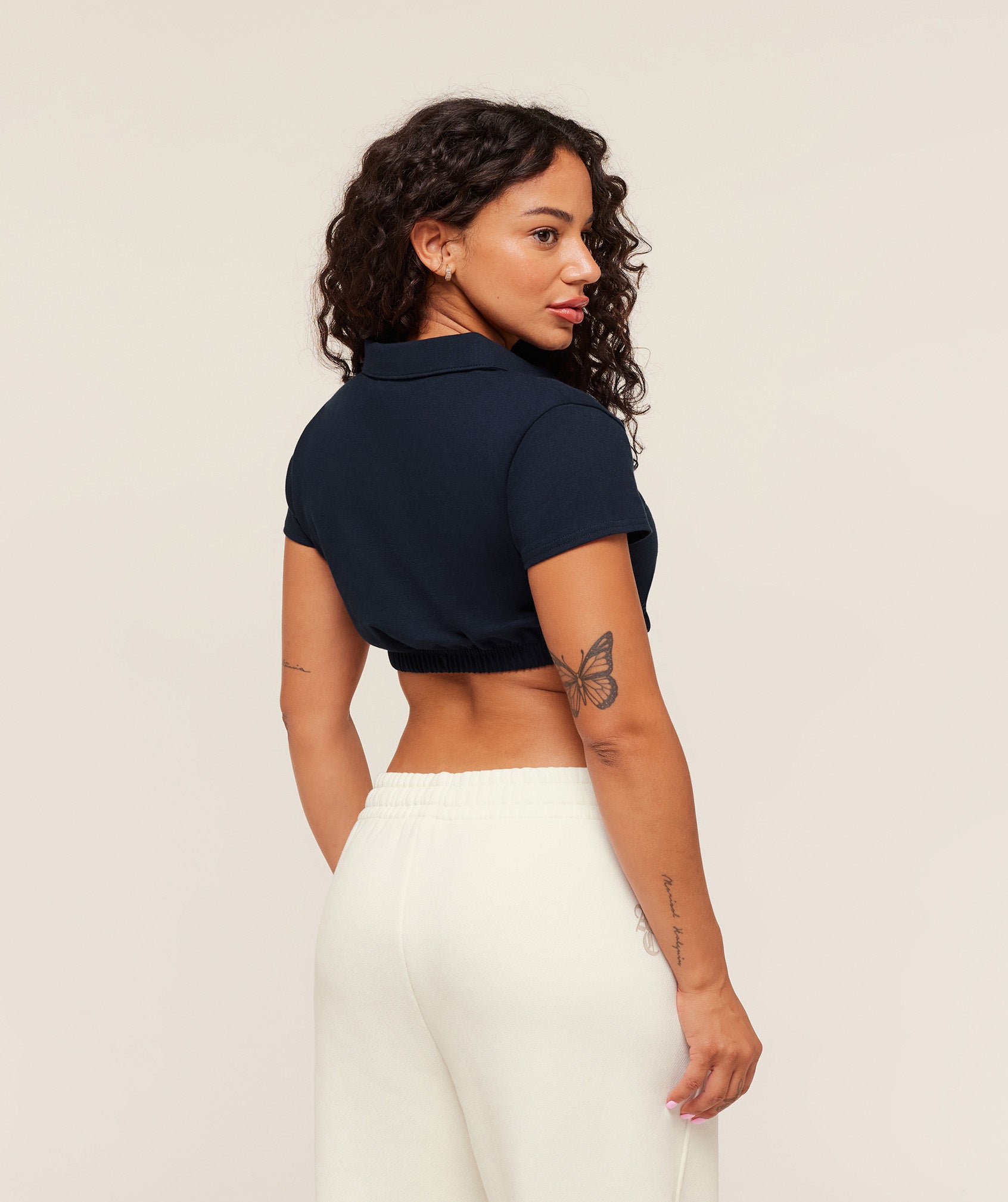 Gymshark x Analis Cropped Polo - Midnight Blue