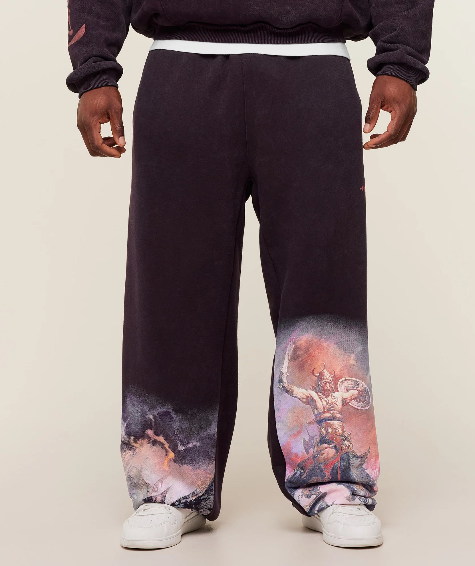 Gymshark Power x Frazetta Graphic Joggers 'Asphalt Grey/Plum Brown'