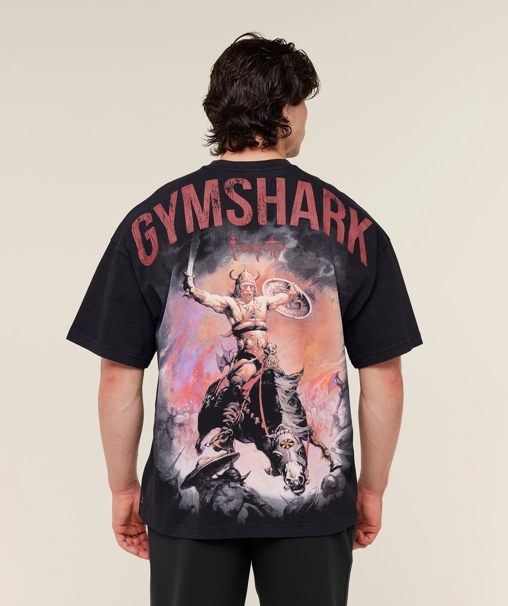 Gymshark Power x Frazetta Graphic T-Shirt 'Black/Rust Red'