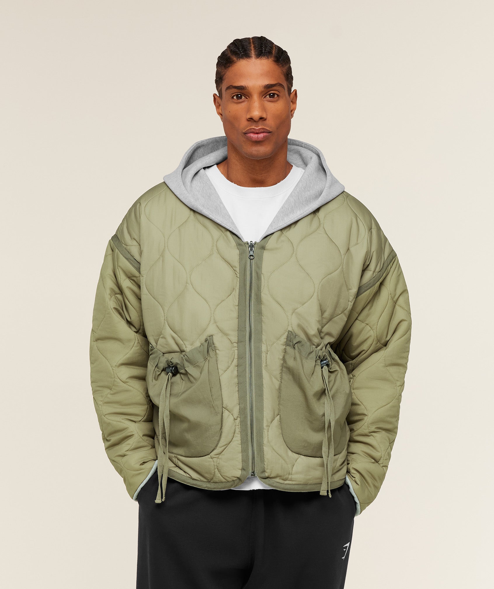 Gymshark x Saalt Studios Jacket 'GS Utility Green GUILLE Core Grey Marl'