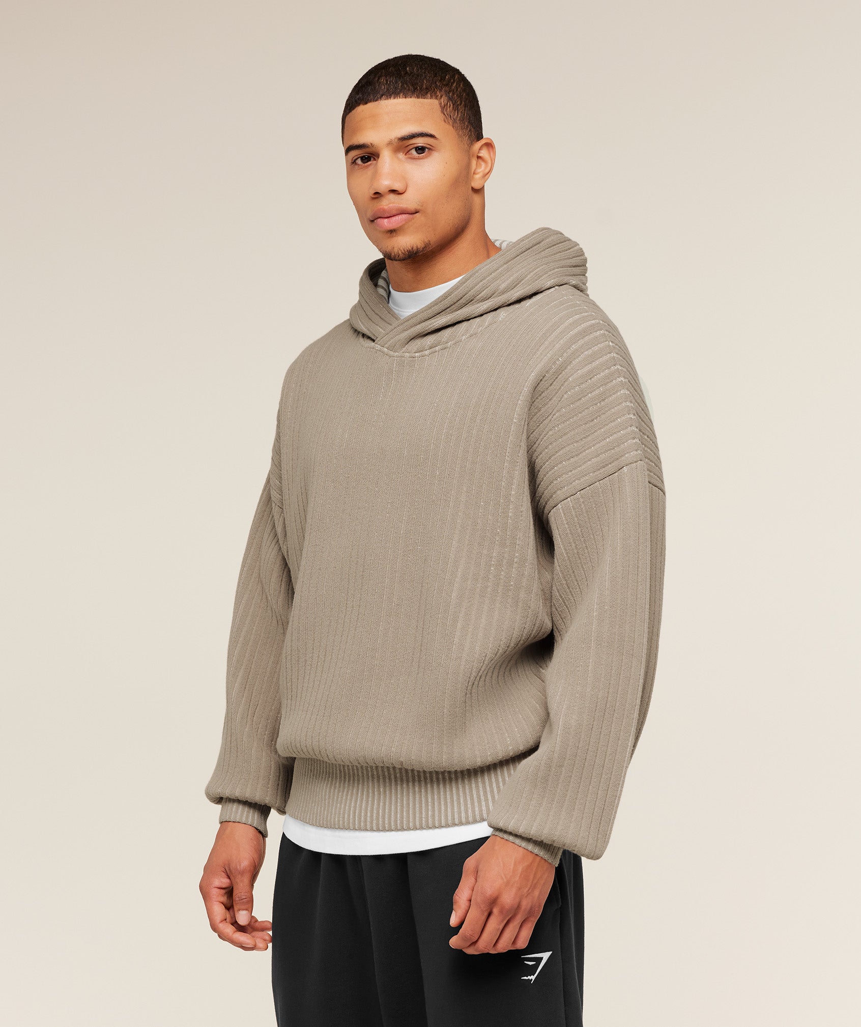 Gymshark x Saalt Studios Knitted Hoodie 'Cement Brown Oat White'