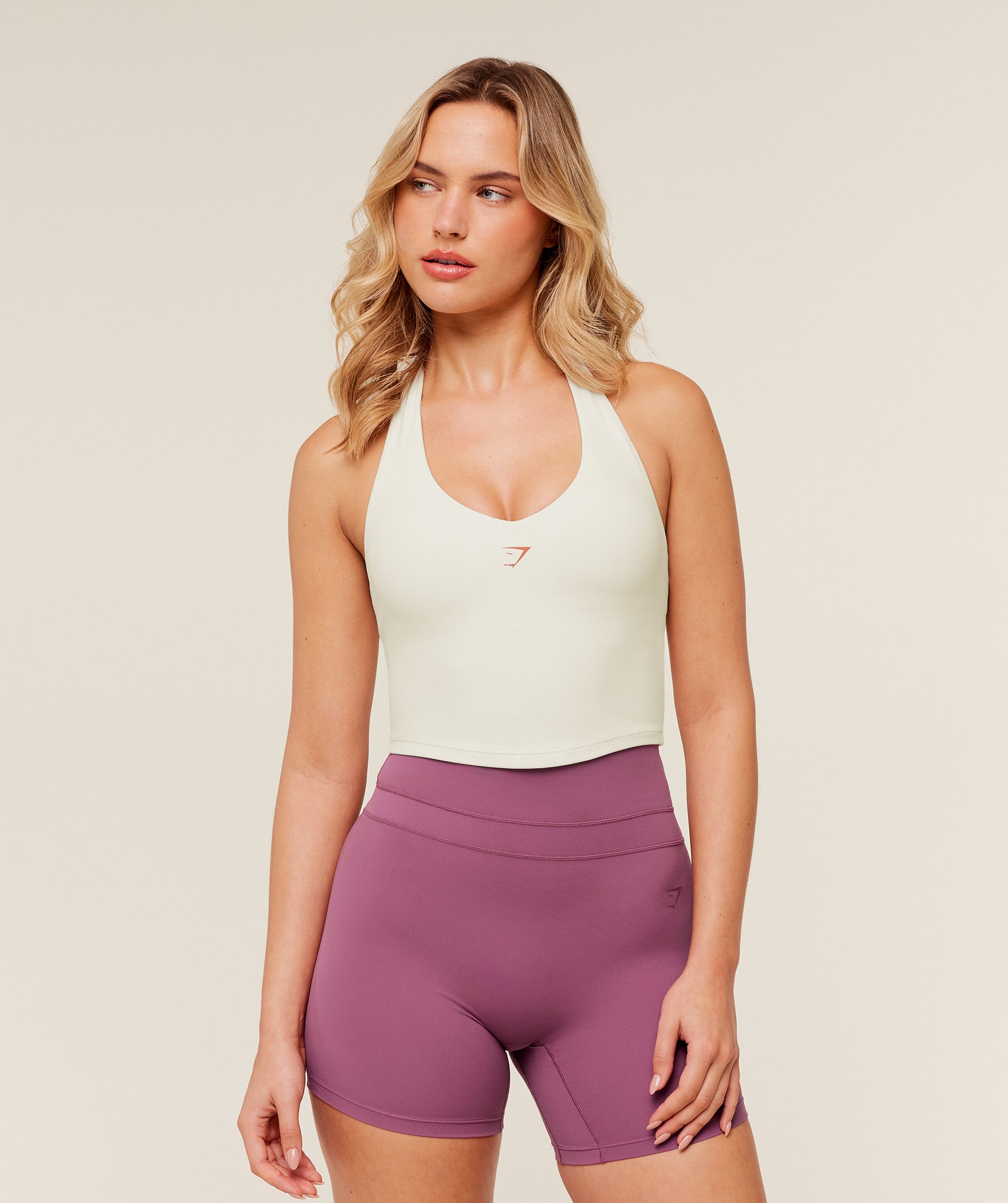 Gymshark Halter Neck Cami with Shelf 'GS Soft White'