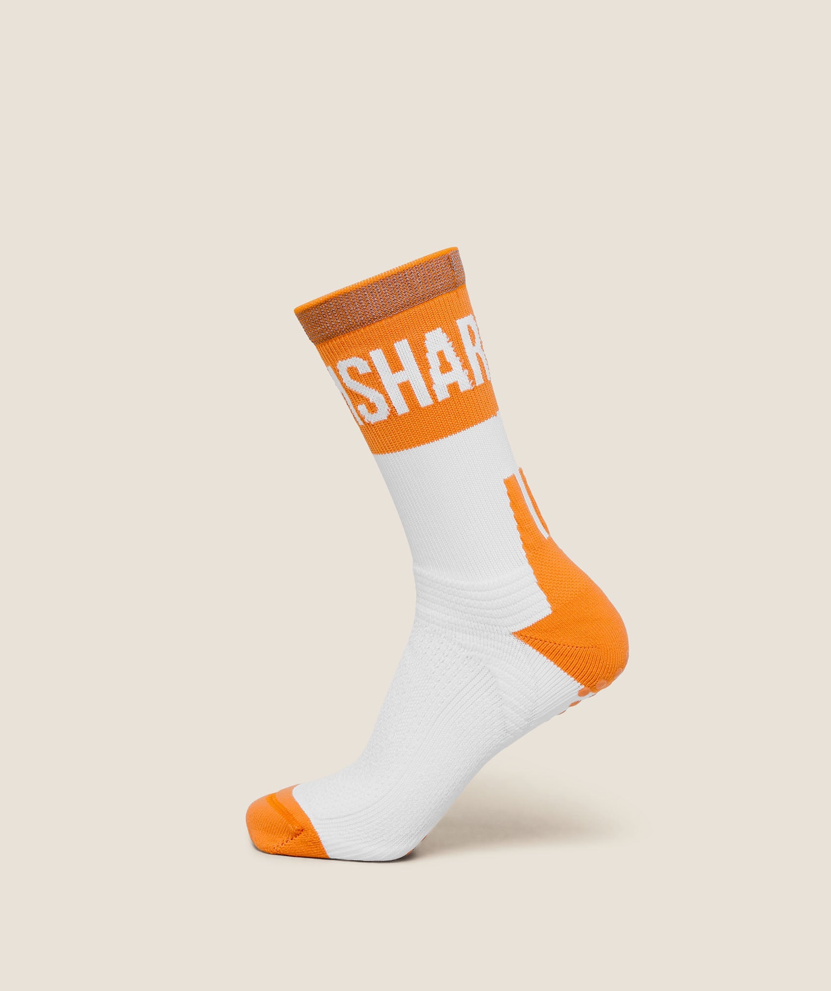 Gymshark Hybrid Training Grip Socks Single 'White Dayglow Peach'