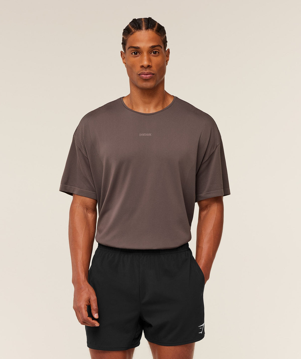 Gymshark Distance Seamless T-Shirt 'Cool Brown'