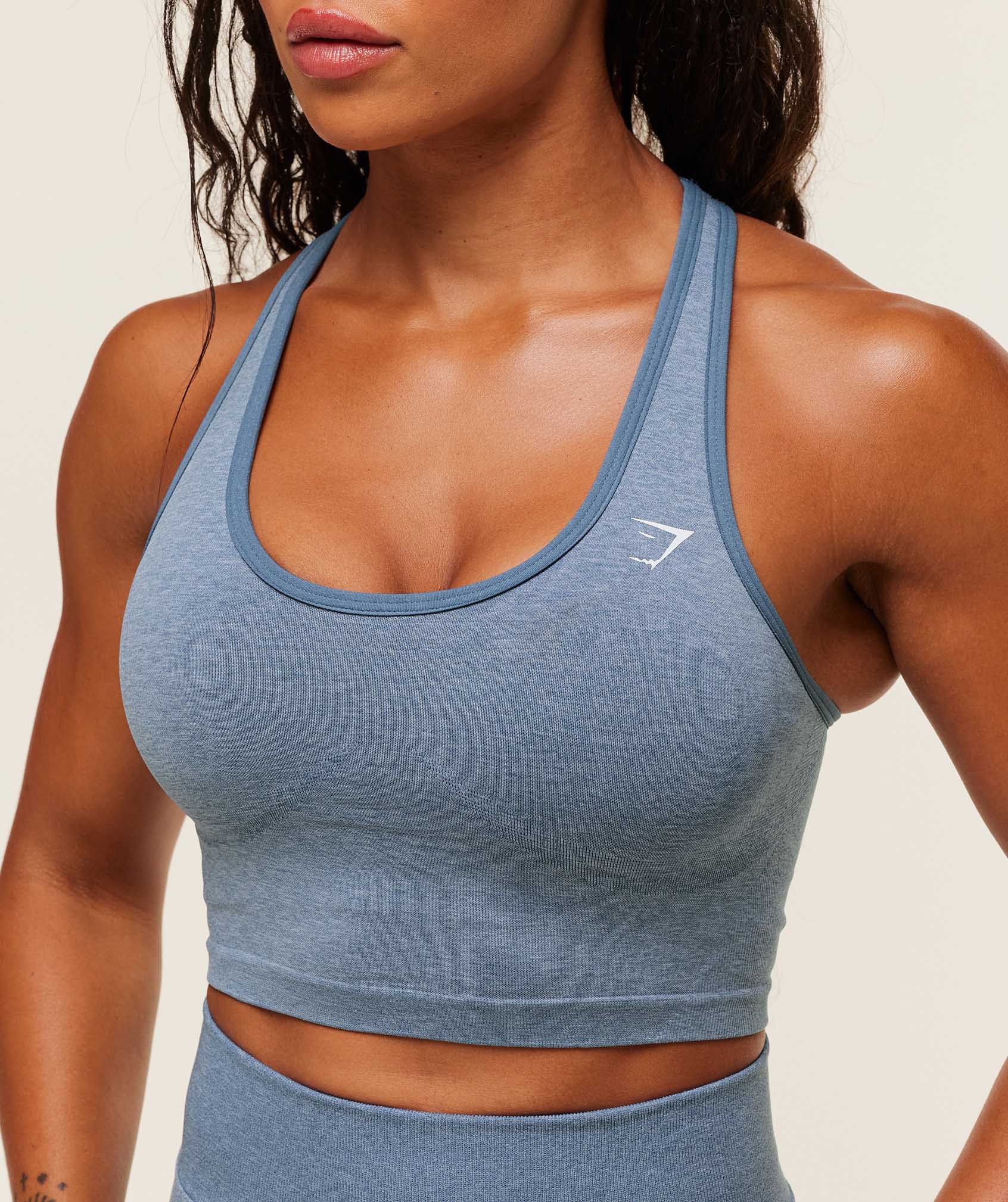 Gymshark Lift Seamless Shelf Midi Tank - Worn Blue/Peri Blue Marl