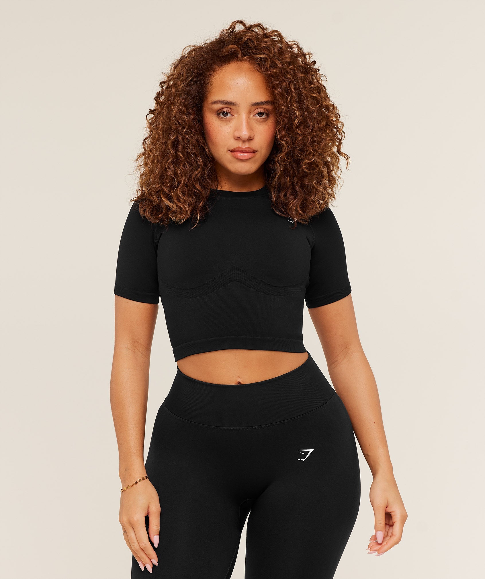 Gymshark Lift Seamless Short Sleeve Top 'Black Marl'
