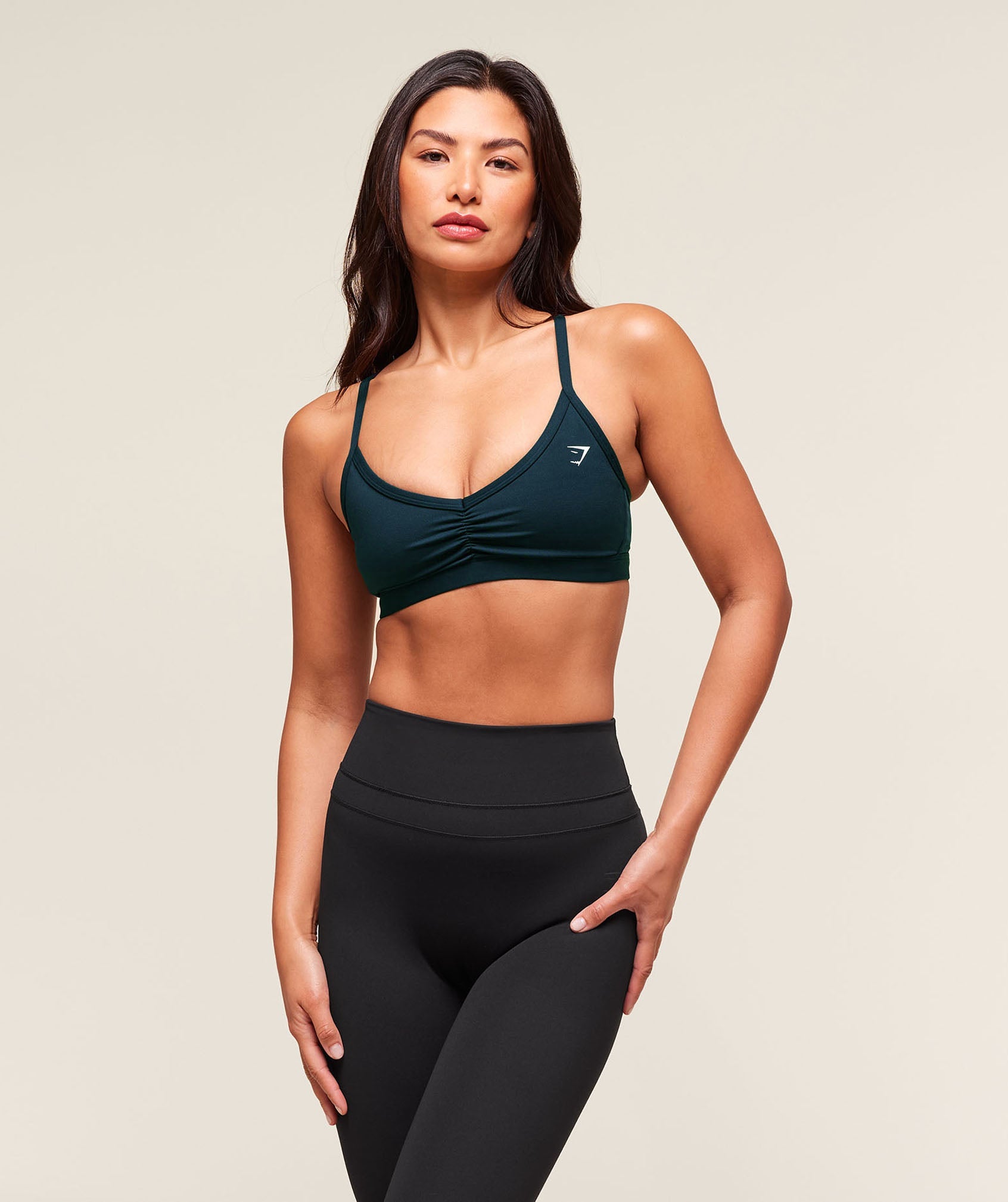 Gymshark Ruched Strappy Sports Bra 'Deep Petrol Blue'