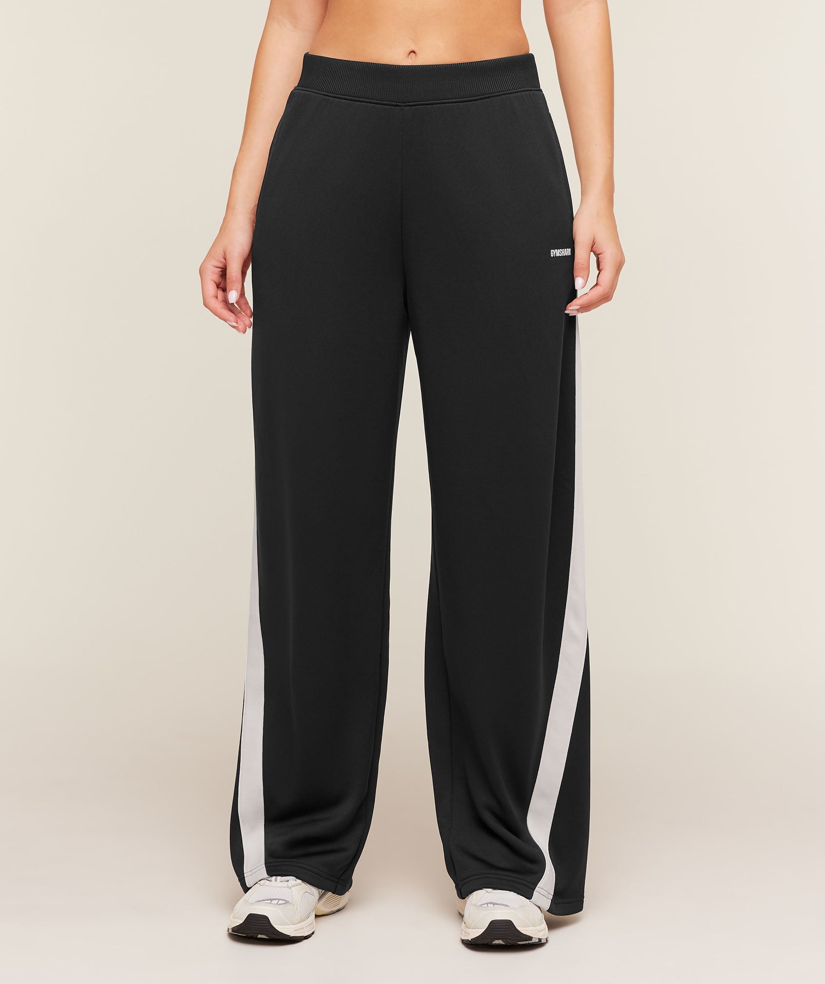 Gymshark Lightweight Tricot Wide Leg Pants 'Black Tinted White'