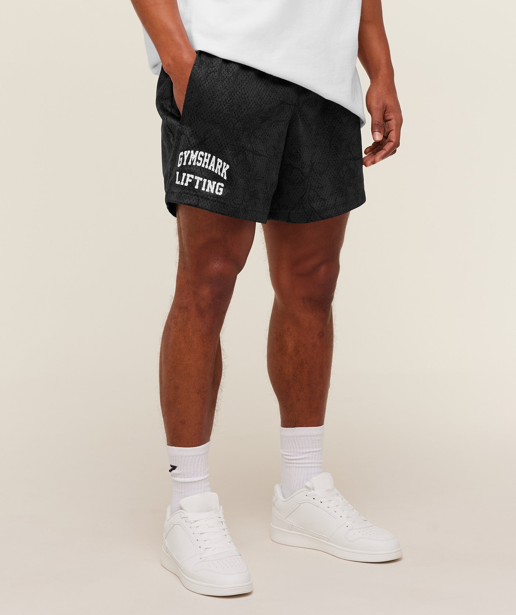 Gymshark Lifting Mesh 5" Shorts 'Black Grey'