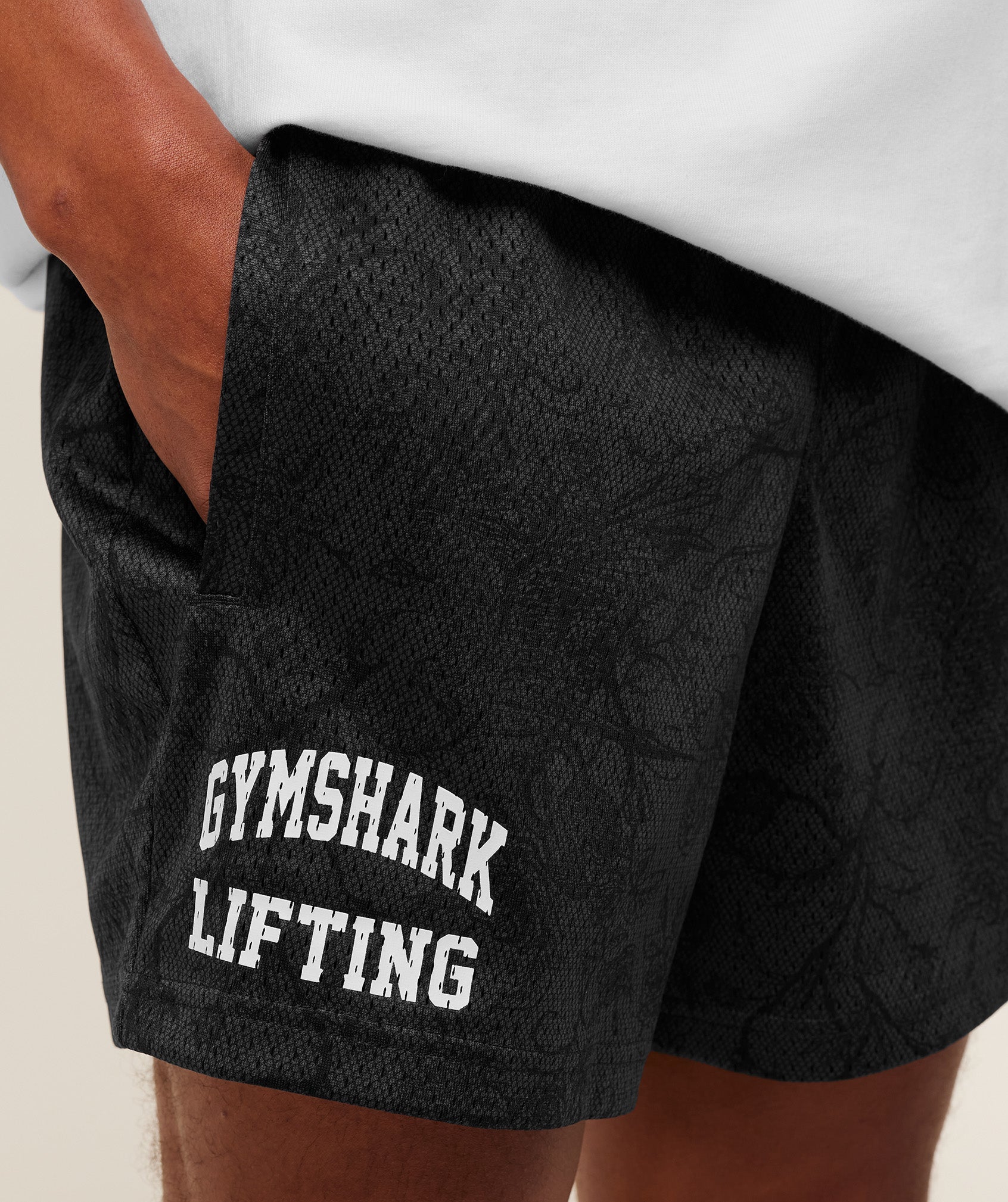 Gymshark Lifting Mesh 5" Shorts 'Black Grey'