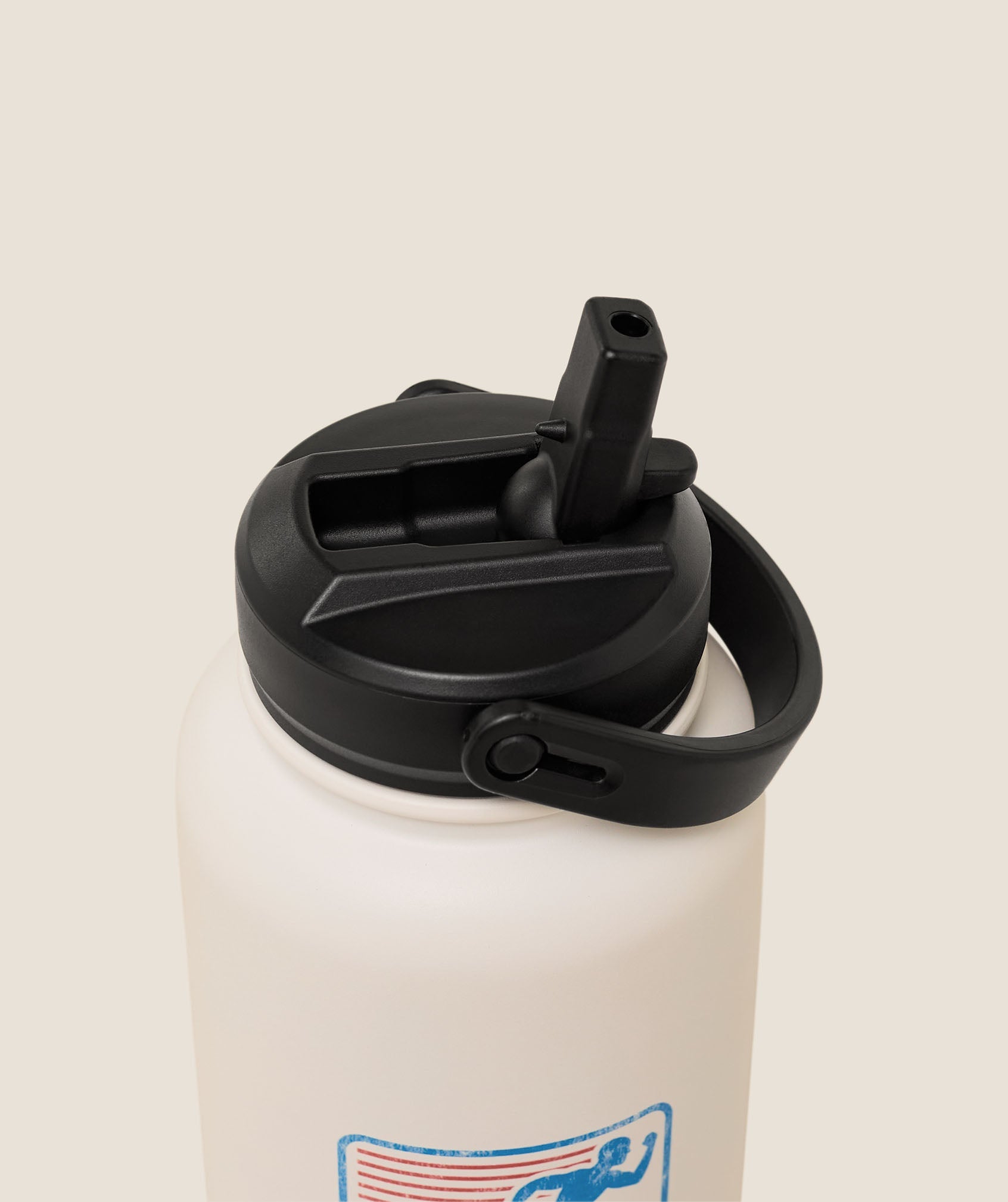 Gymshark Run Club Graphic Metal 1L w Straw Bottle 'GS Soft White'