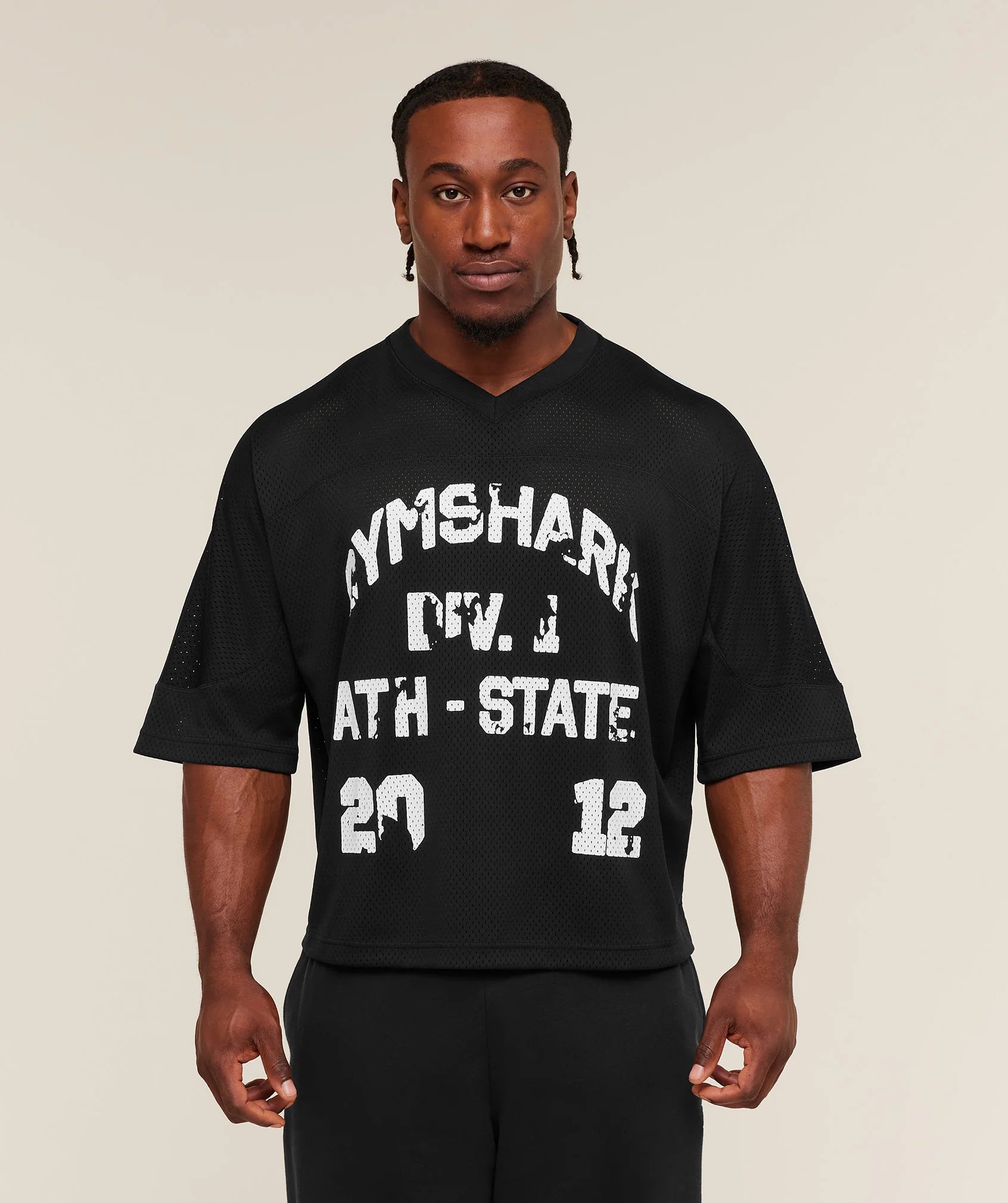 Gymshark Graphic Mesh Oversized T-Shirt 'Black'