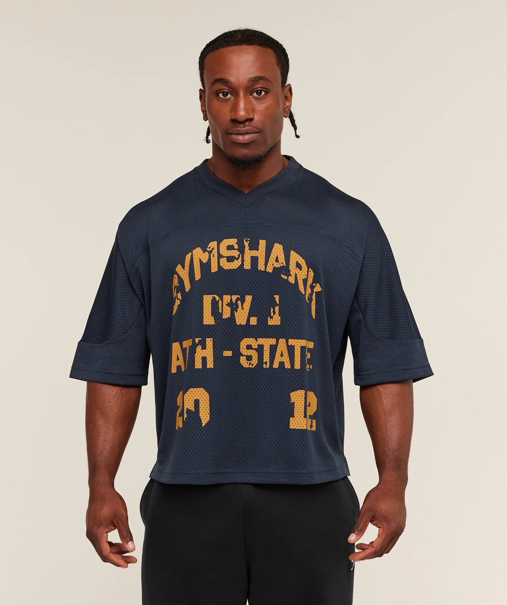 Gymshark Graphic Mesh Oversized T-Shirt 'Heavy Blue'