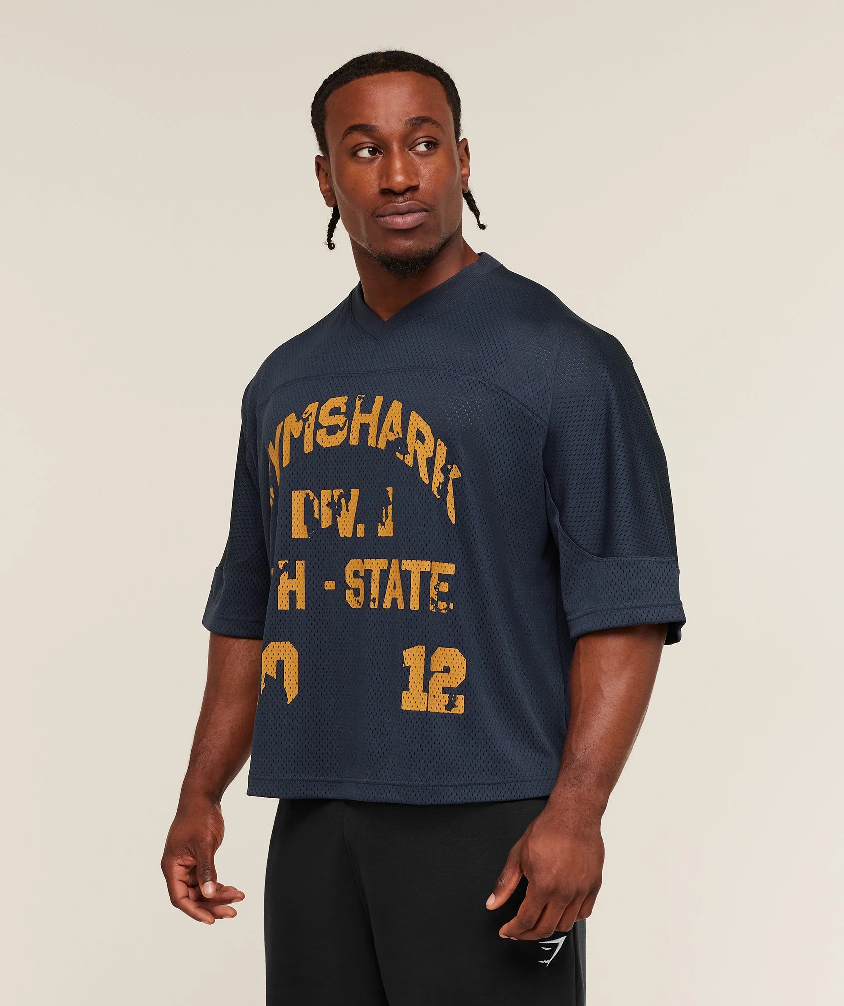 Gymshark Graphic Mesh Oversized T-Shirt 'Heavy Blue'