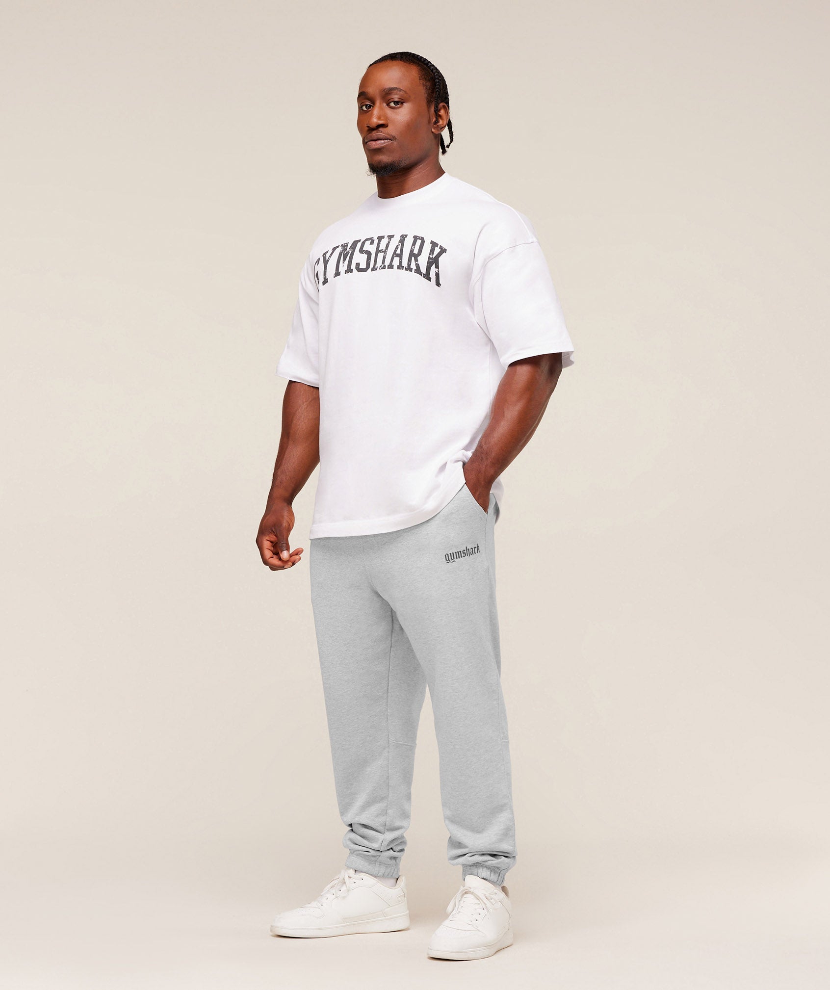 Gymshark Olde English Joggers 'Soft Grey Marl'
