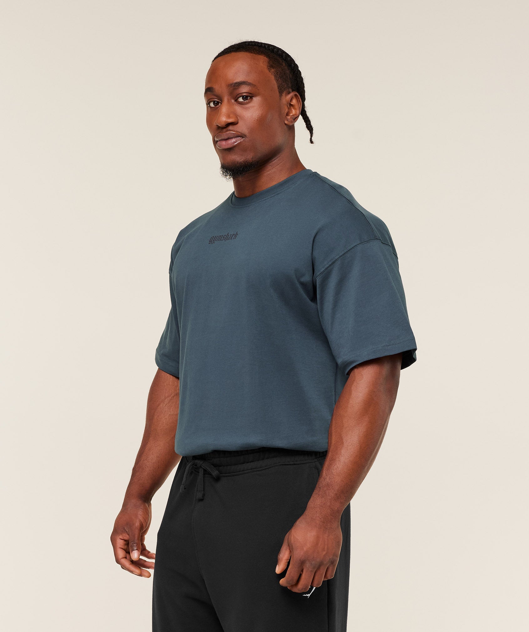 Gymshark Olde English T-Shirt 'GS Stealth Blue'