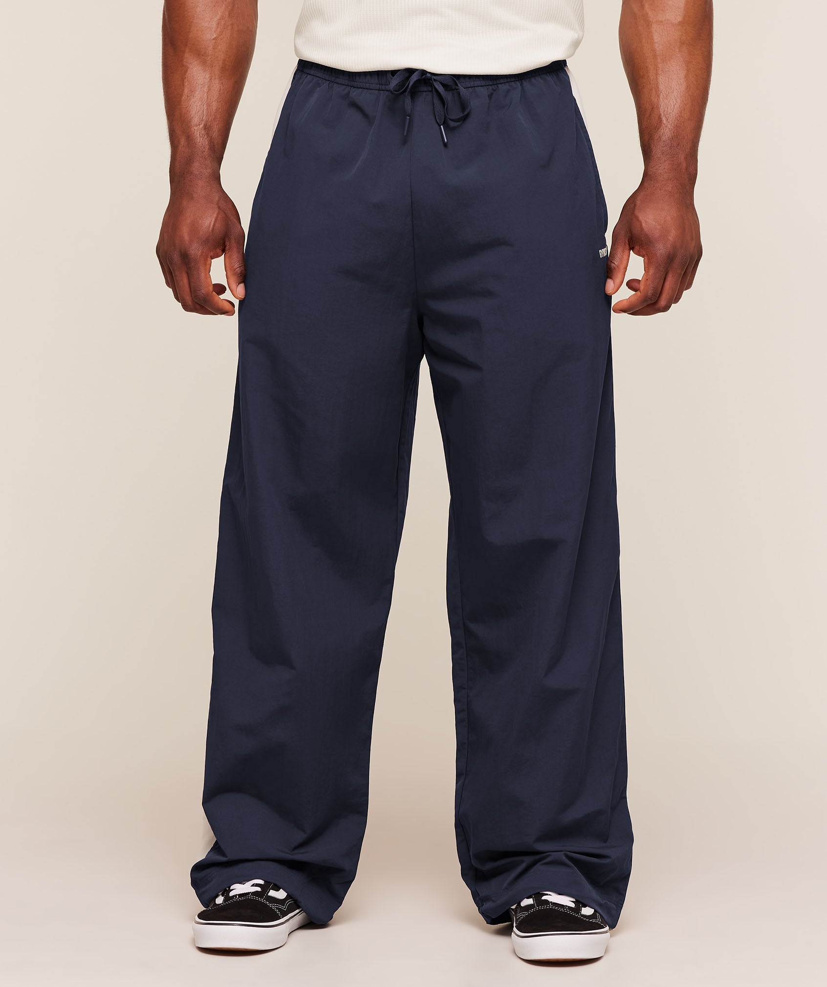 Gymshark Retro Collegiate Track Pants 'Heavy Blue Tinted White'