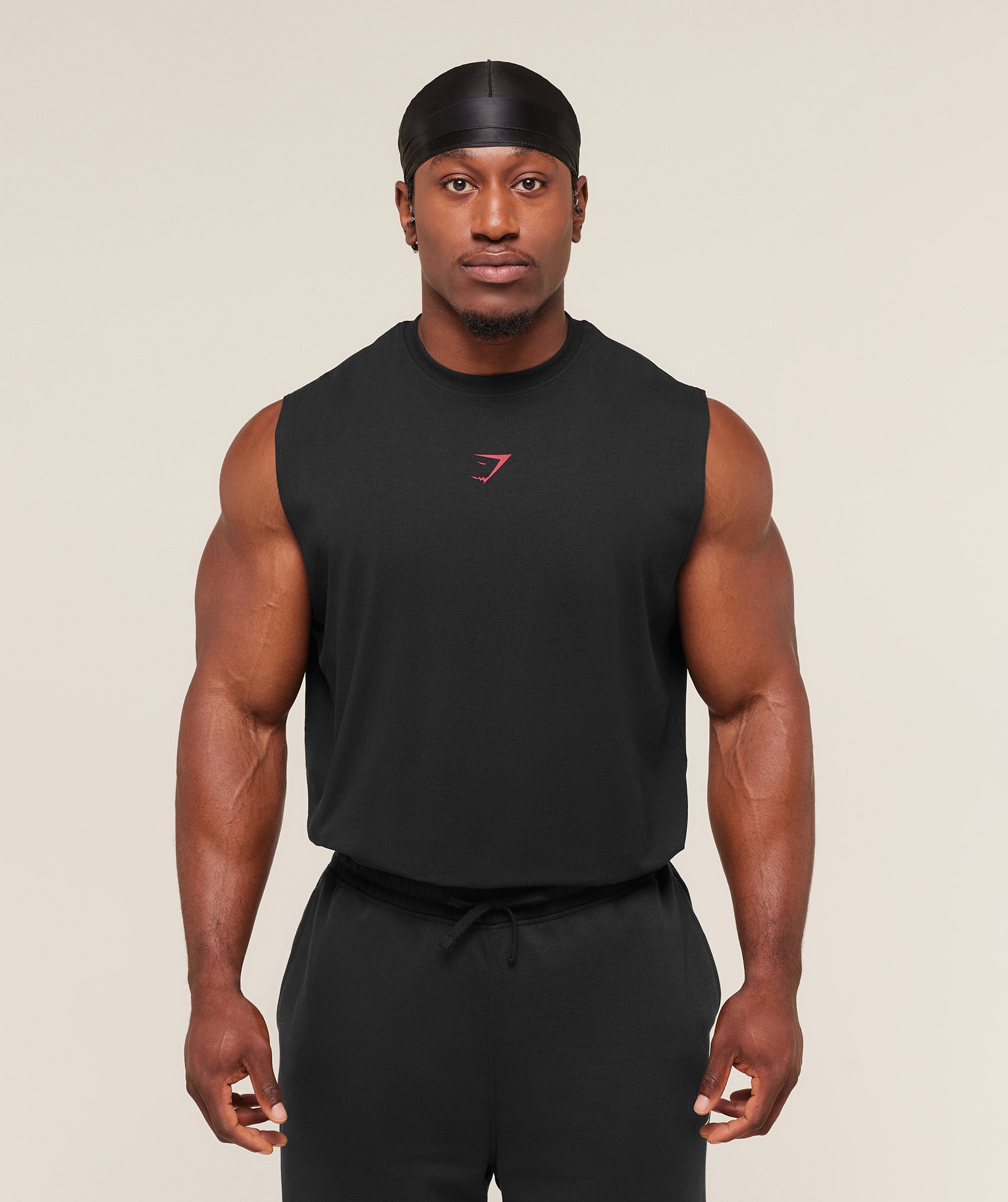 Gymshark Power Cut Off Tank 'Black Conditioning Red'