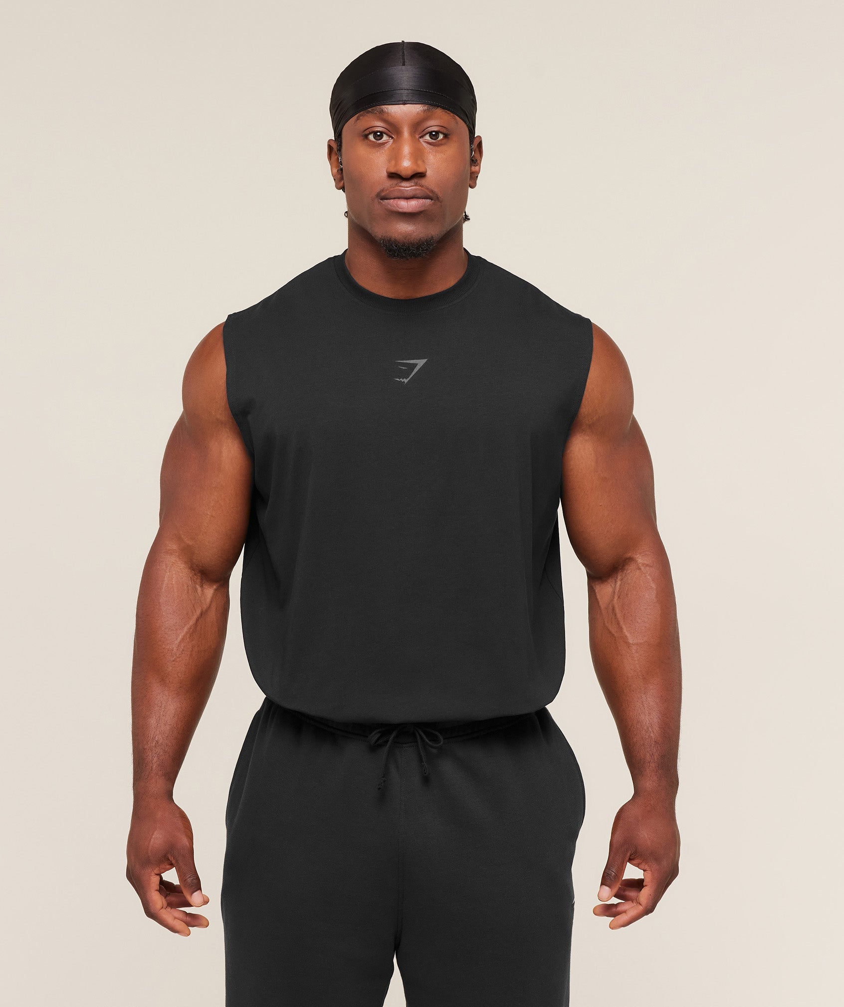 Gymshark Power Cut Off Tank 'Black Asphalt Grey'