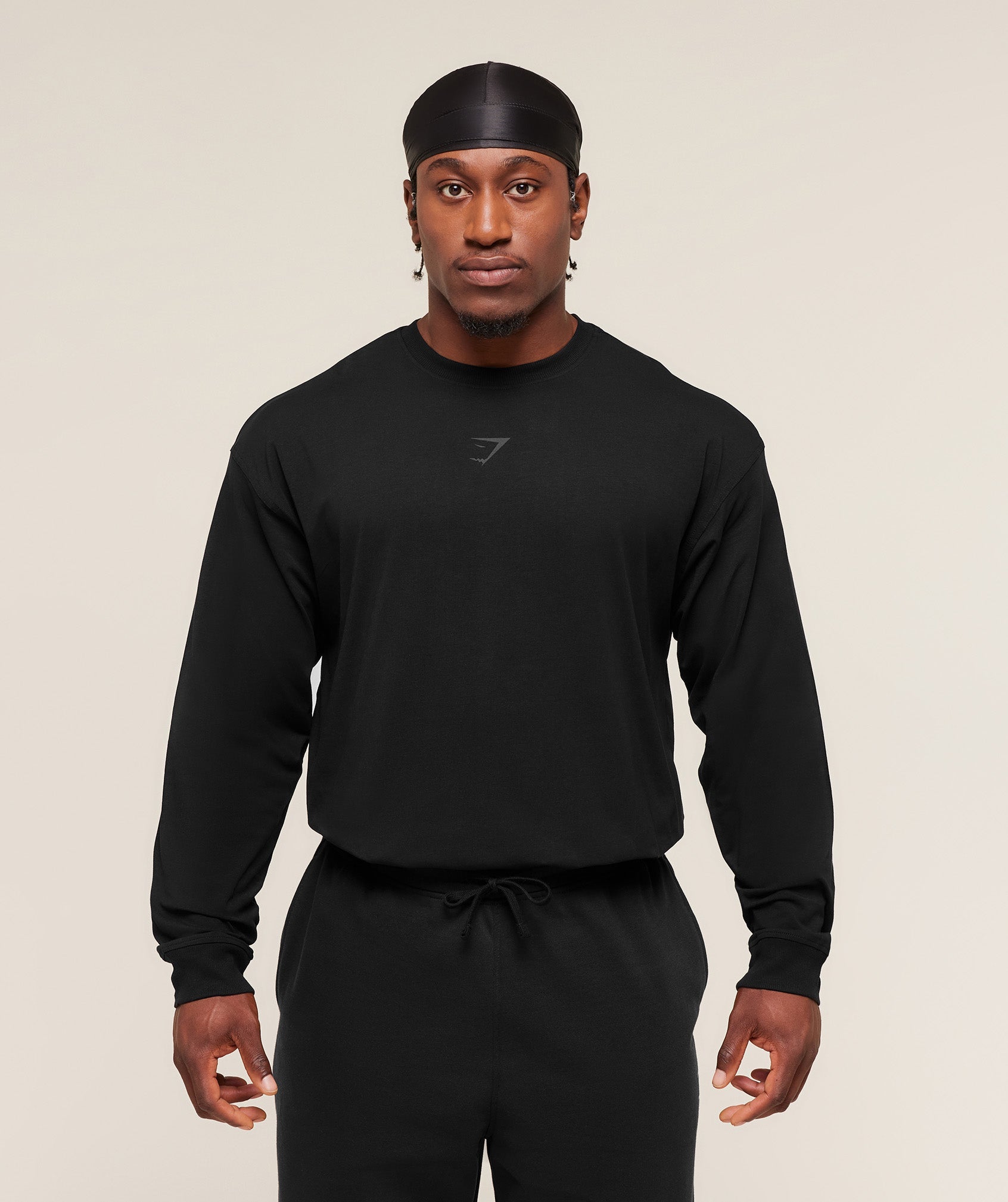 Gymshark Power Long Sleeve T-Shirt 'Black Asphalt Grey'