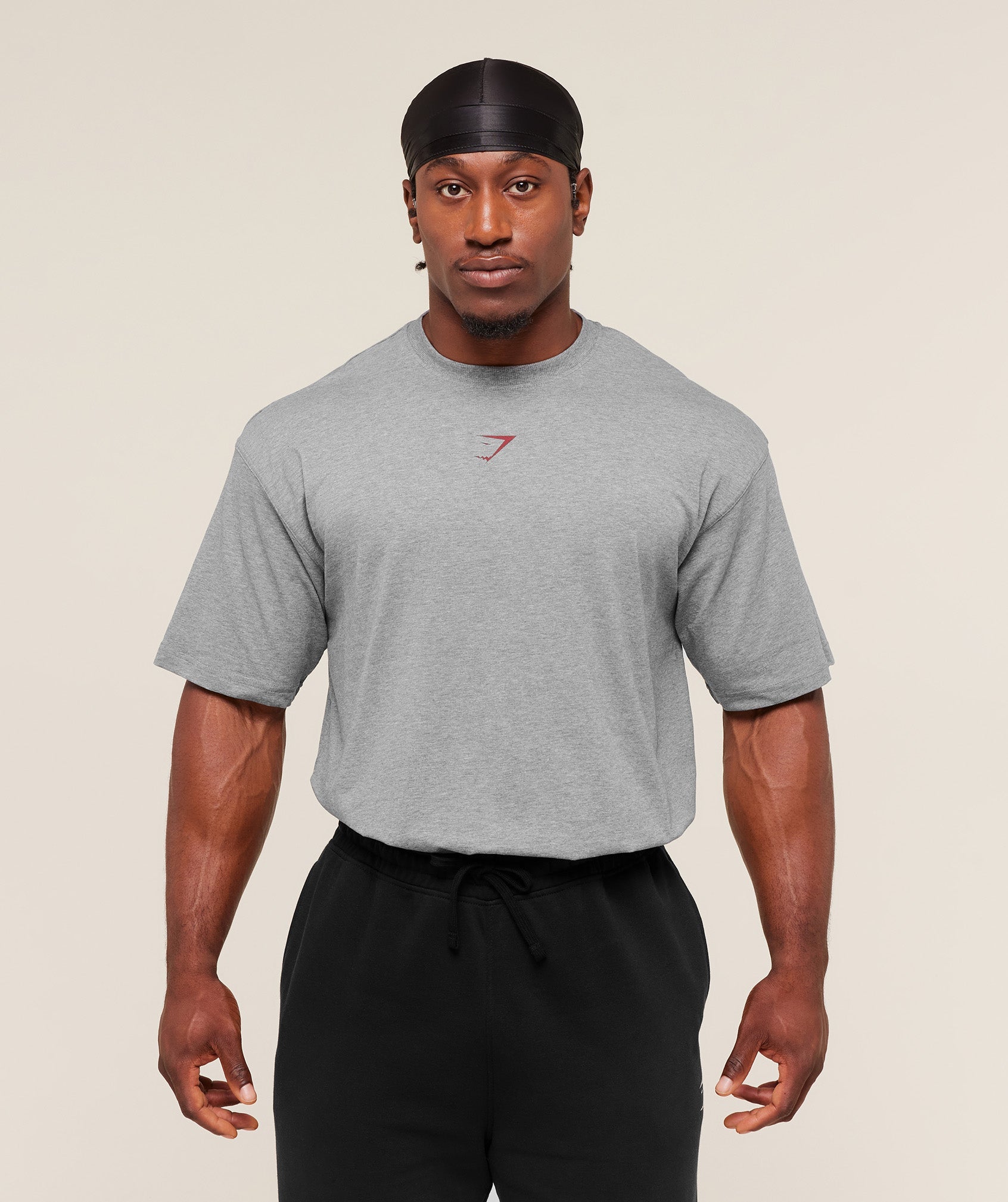 Gymshark Power T-Shirt 'Charcoal Core Marl Sets Red'