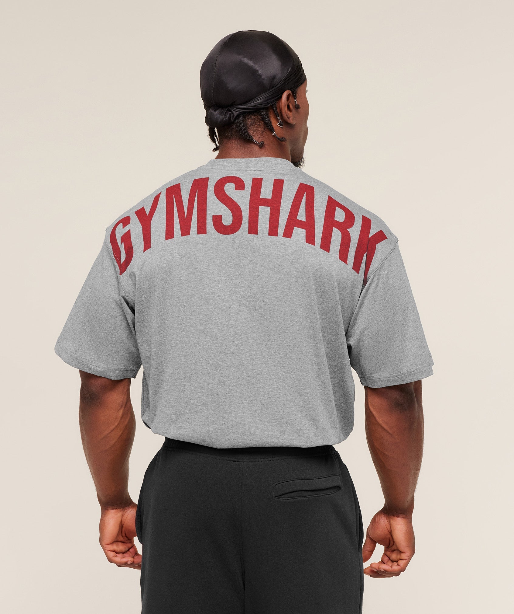 Gymshark Power T-Shirt 'Charcoal Core Marl Sets Red'