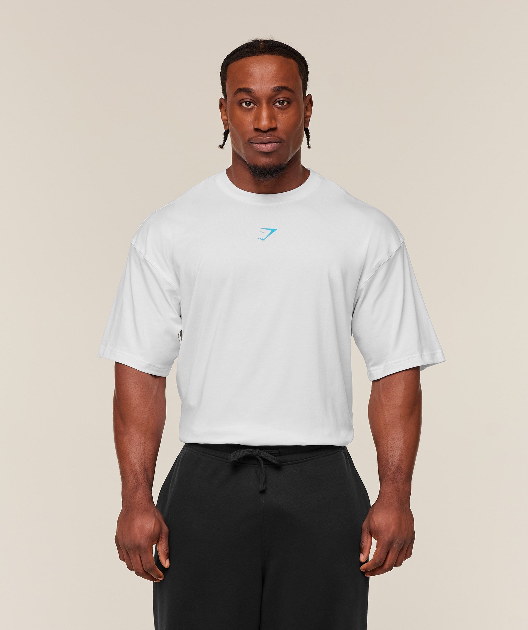 Gymshark Power T-Shirt 'GS White GS Brand Blue'