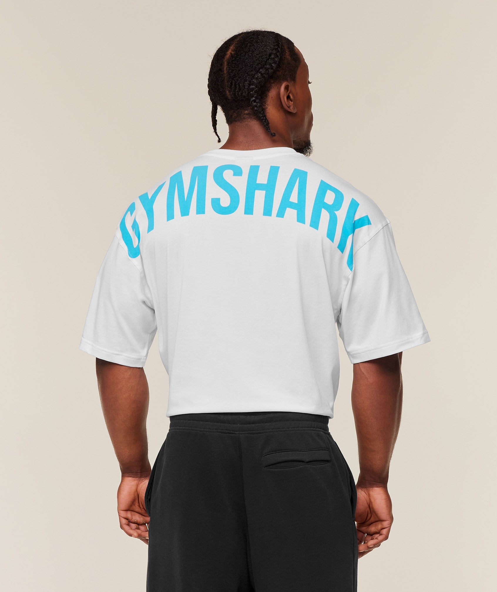 Gymshark Power T-Shirt 'GS White GS Brand Blue'