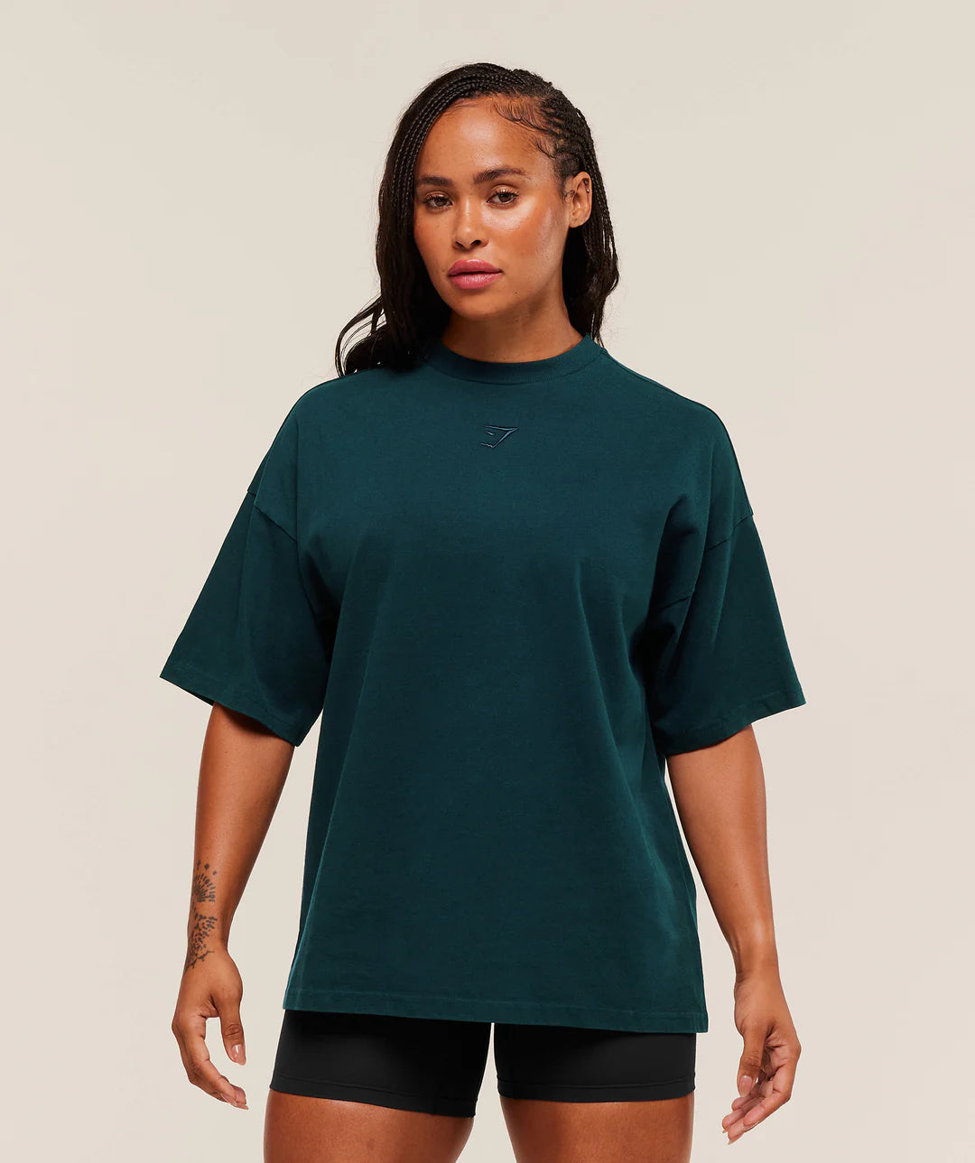 Gymshark Power Washed Oversized T-Shirt - Deep Petrol Blue/Acid Wash Small Ball