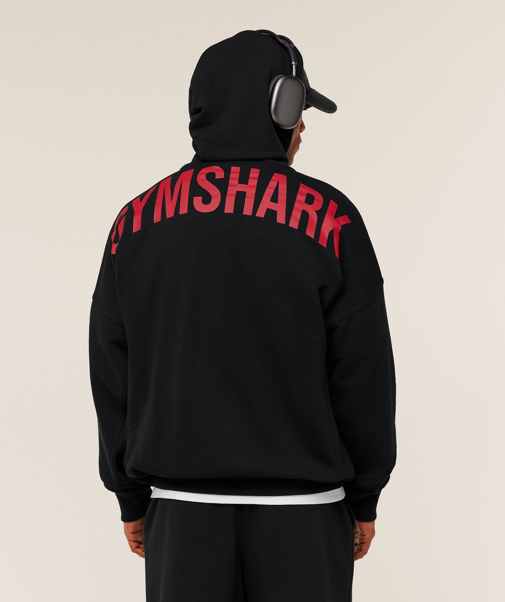 Gymshark Power Zip Up Hoodie 'Black Conditioning Red'