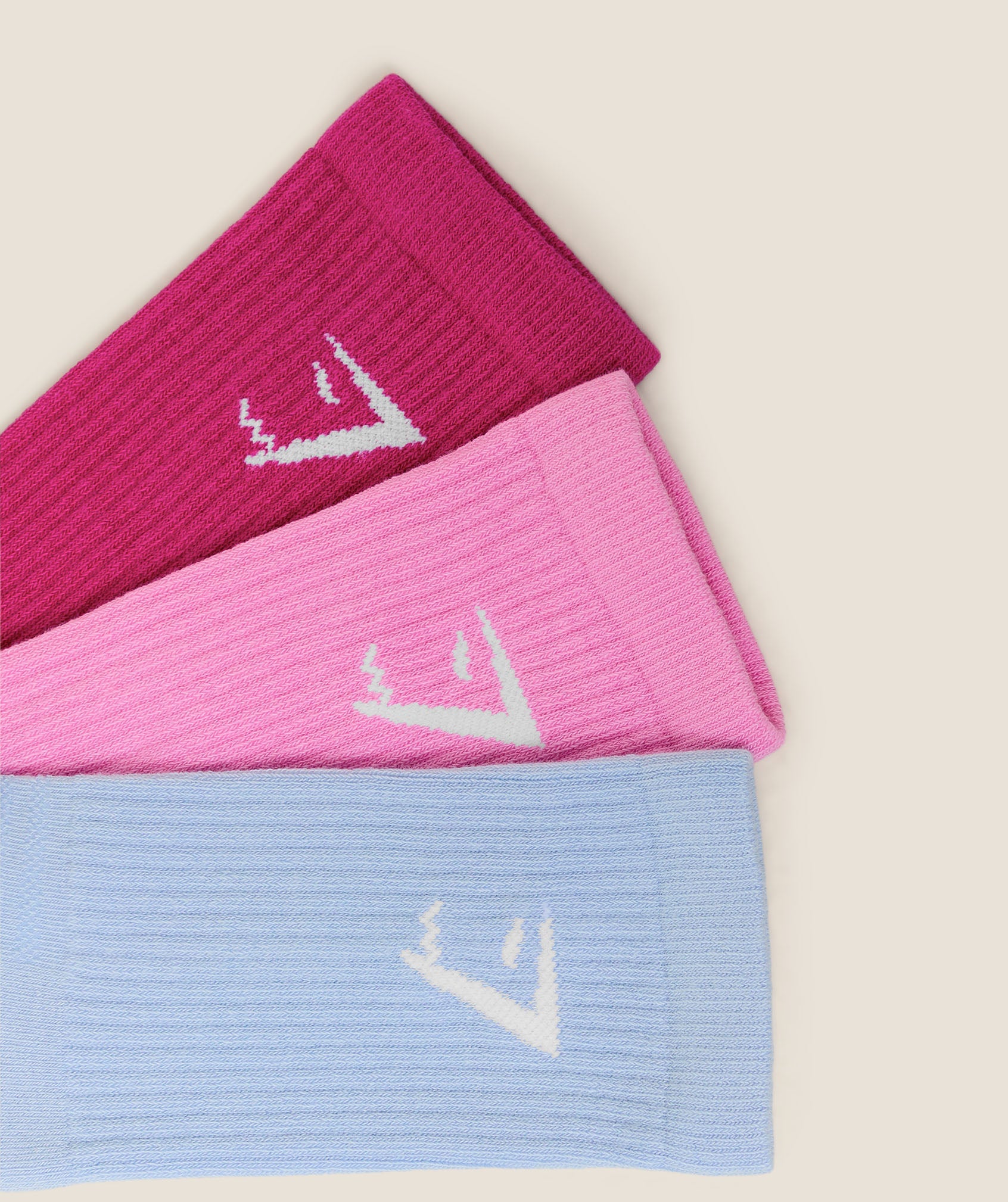 Gymshark Crew Socks 3PK 'Chilled Blue - Focus Pink - Super-Set Pink'