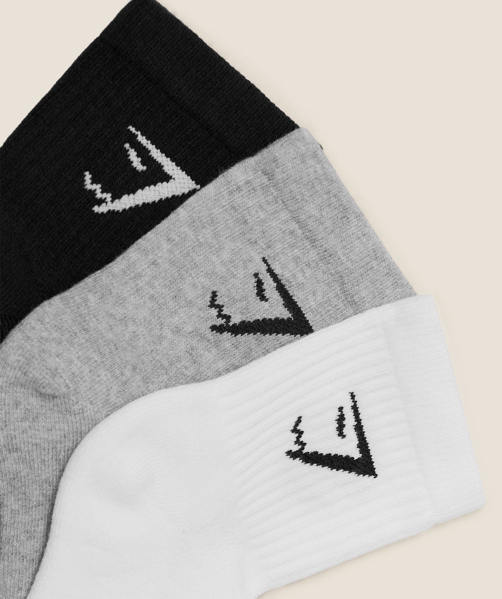 Gymshark Crew Socks 3PK 'White - Light Grey Core Marl - Black'