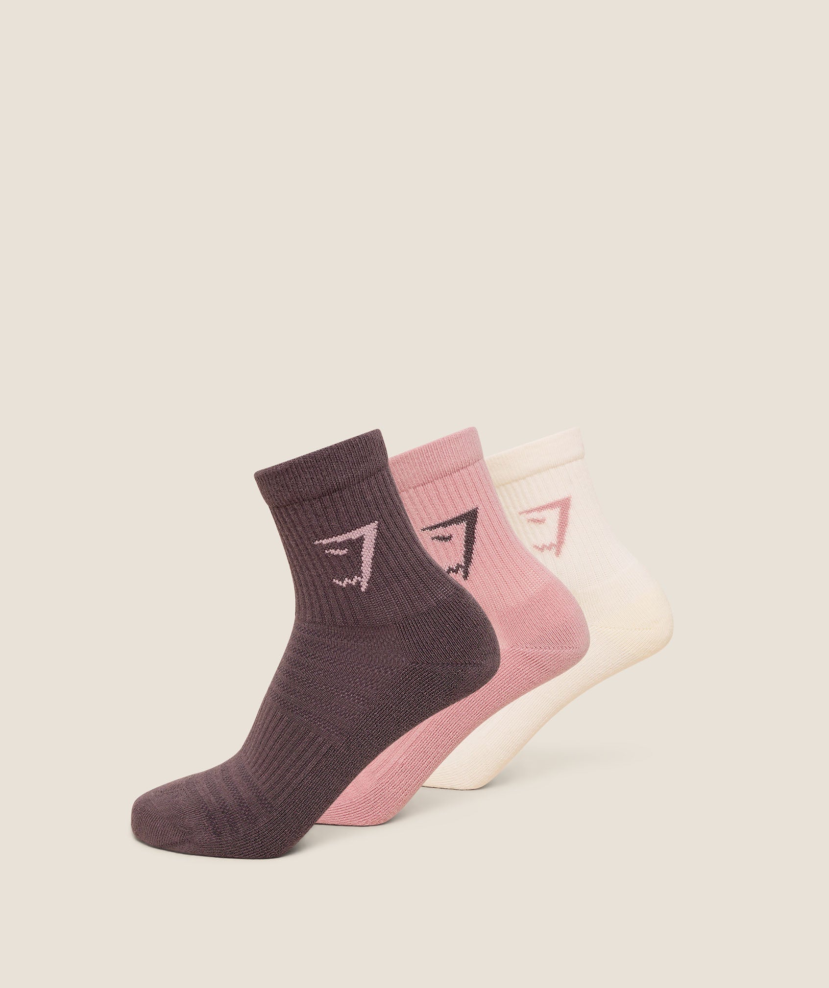 Gymshark Midi Socks 3pk 'Soft White Light Pink Cool Brown'