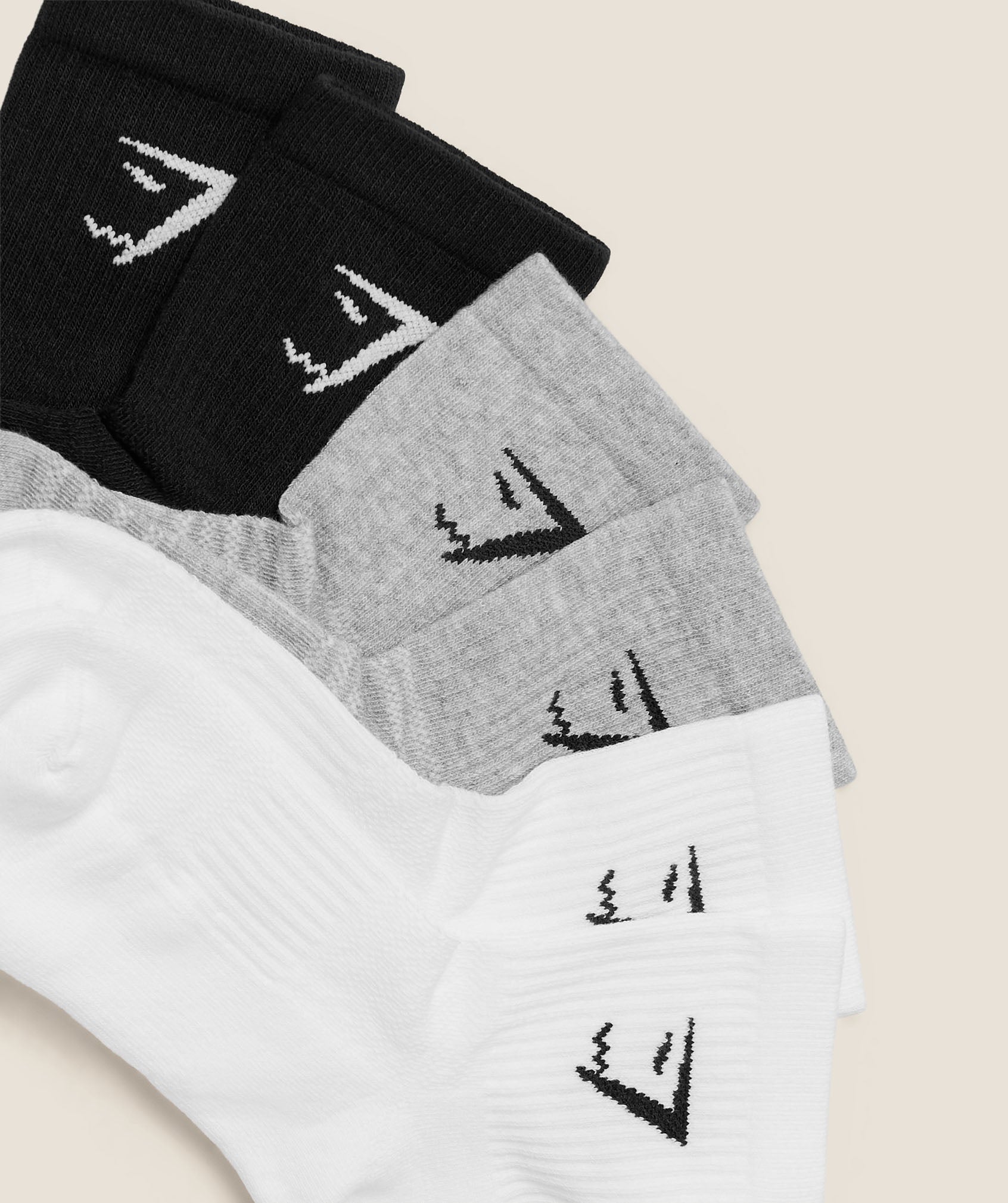 Gymshark Midi Socks 6pk 'White Light Grey Core Marl Black'