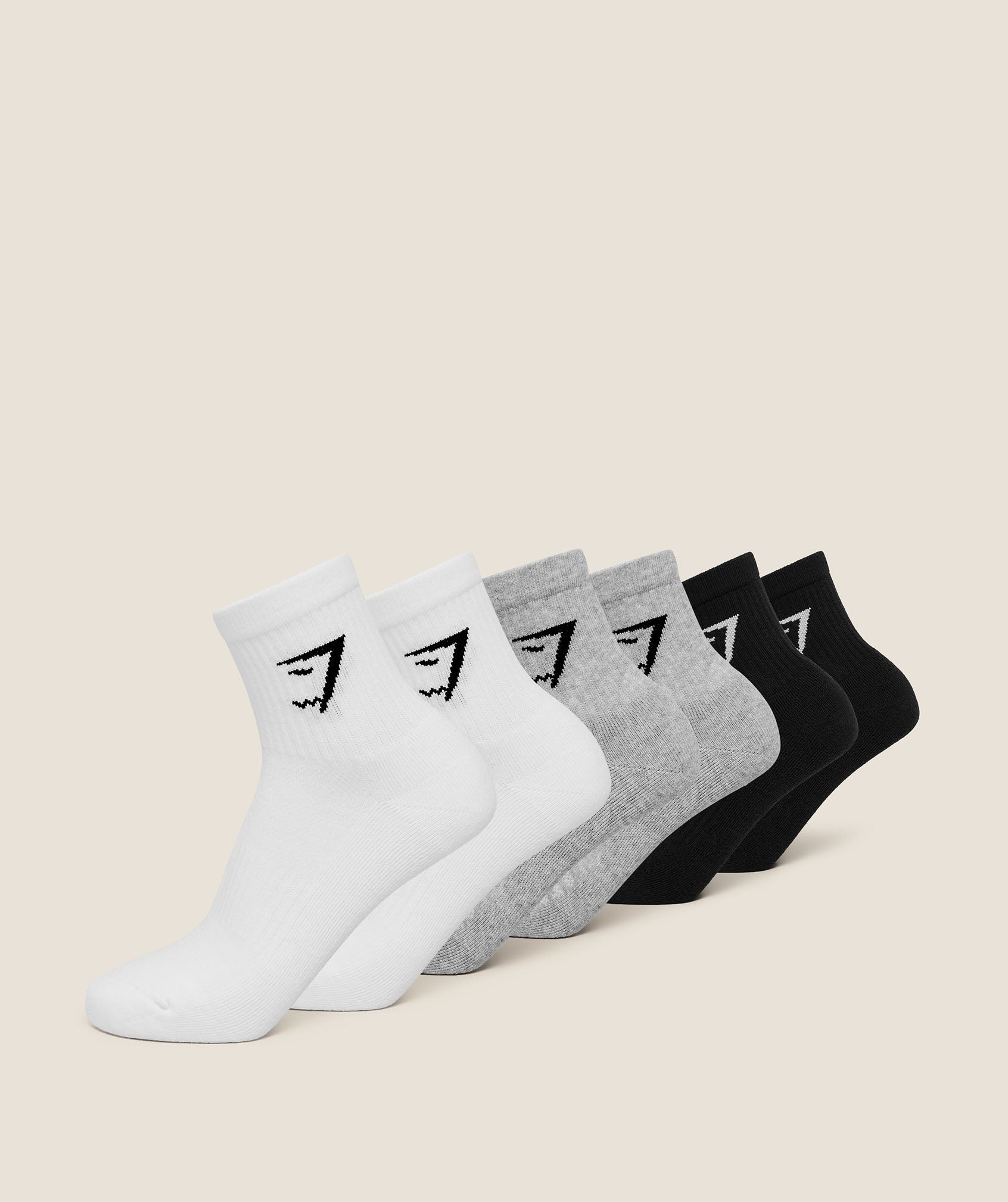 Gymshark Midi Socks 6pk 'White Light Grey Core Marl Black'