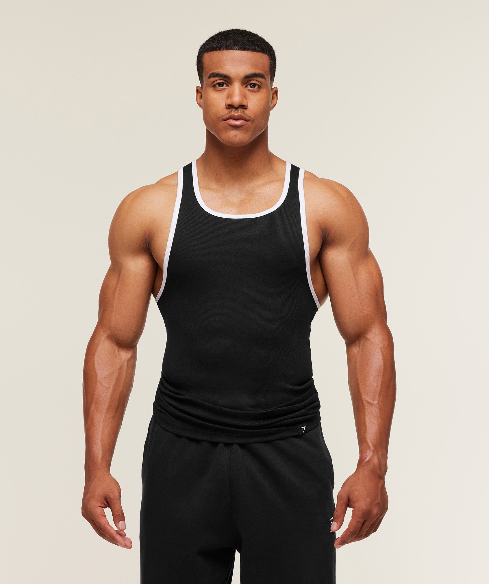 Gymshark Ribbed Tank 1PK 'Black White'