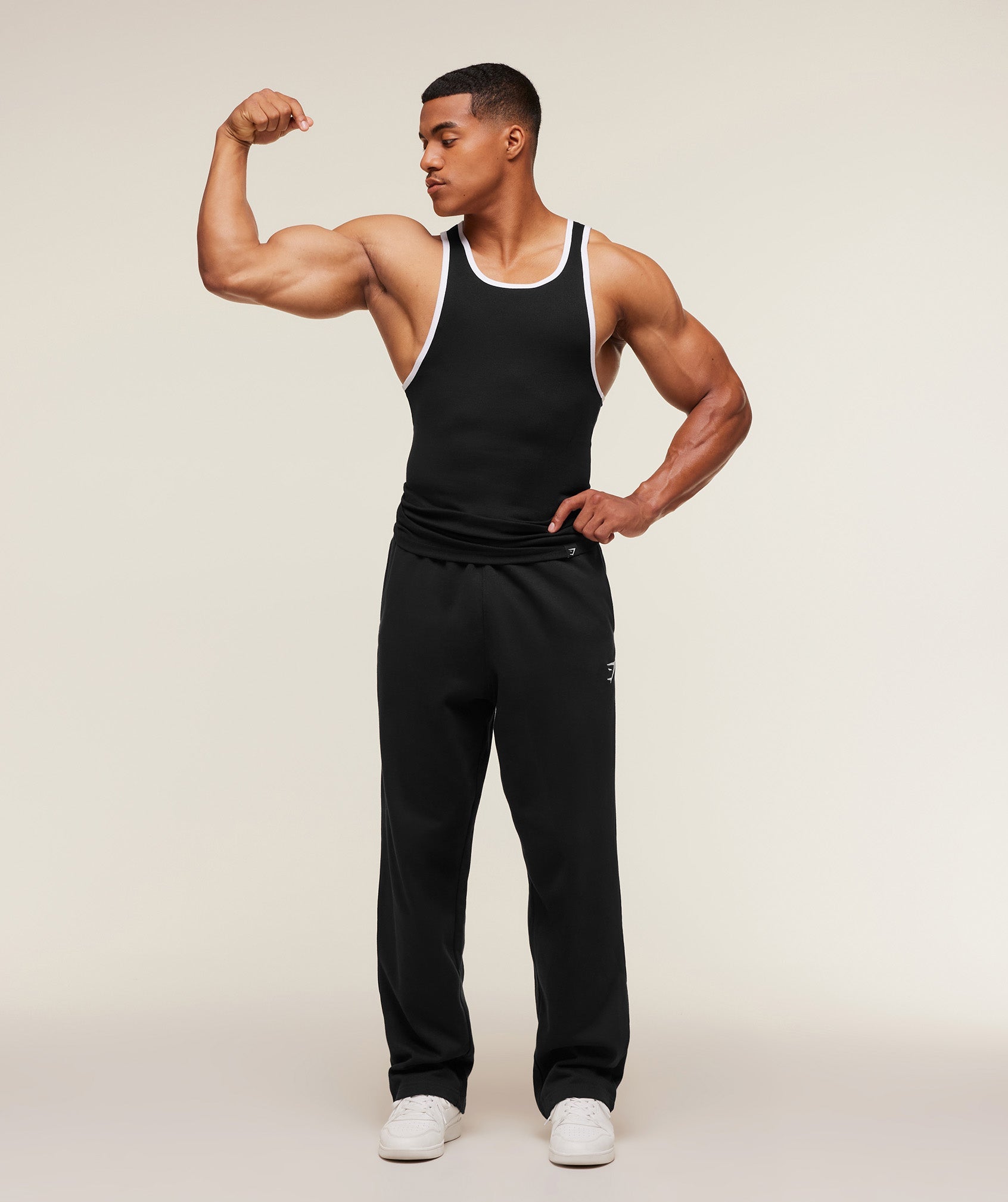 Gymshark Ribbed Tank 1PK 'Black White'