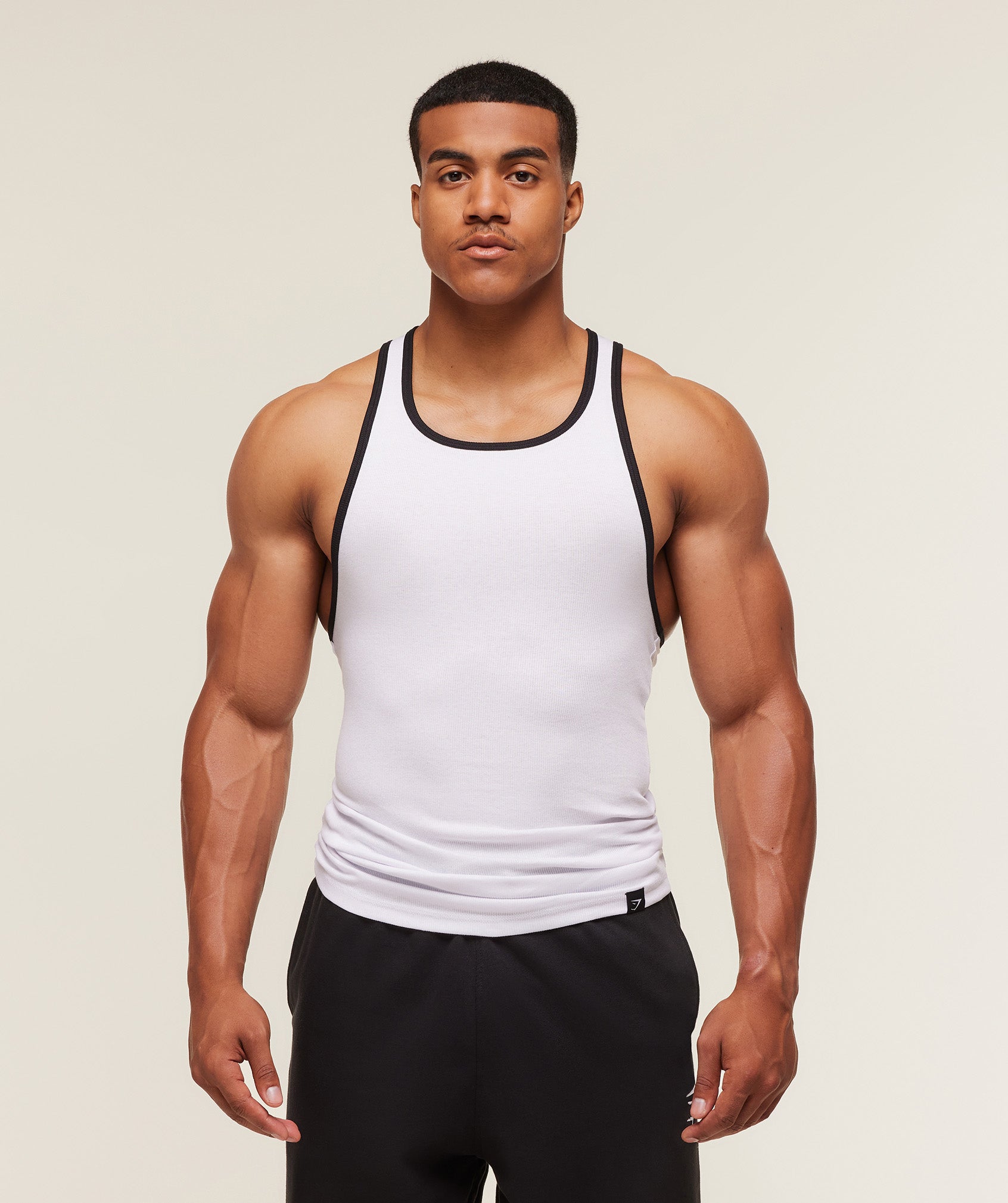 Gymshark Ribbed Tank 1PK 'White Black'